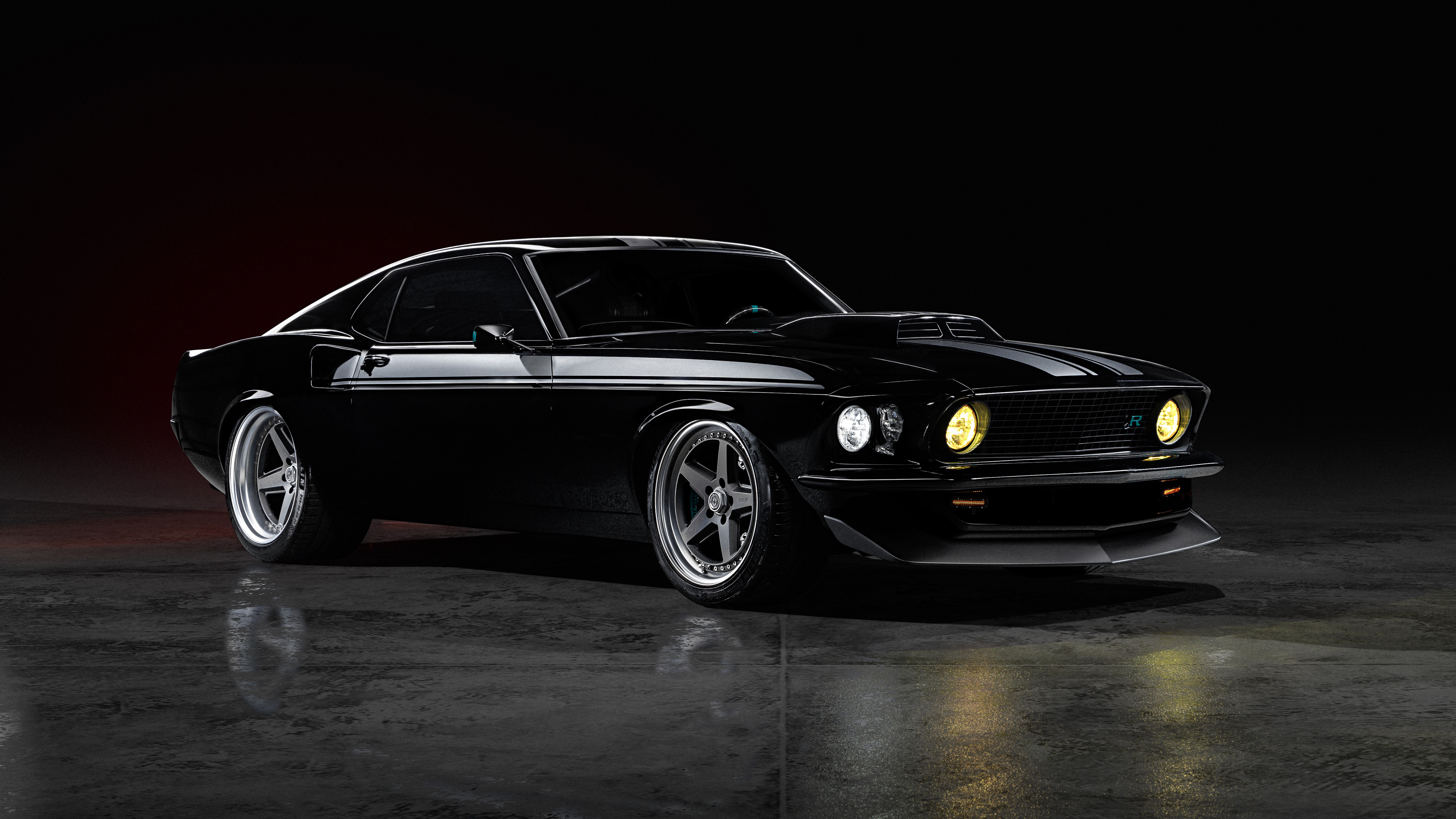 1969 Ringbrothers Ford Mustang Mach 1 Kingpin, 5K, Ford Mustang Mach 1, Schwarze Autos, Badass, Dunkler Hintergrund