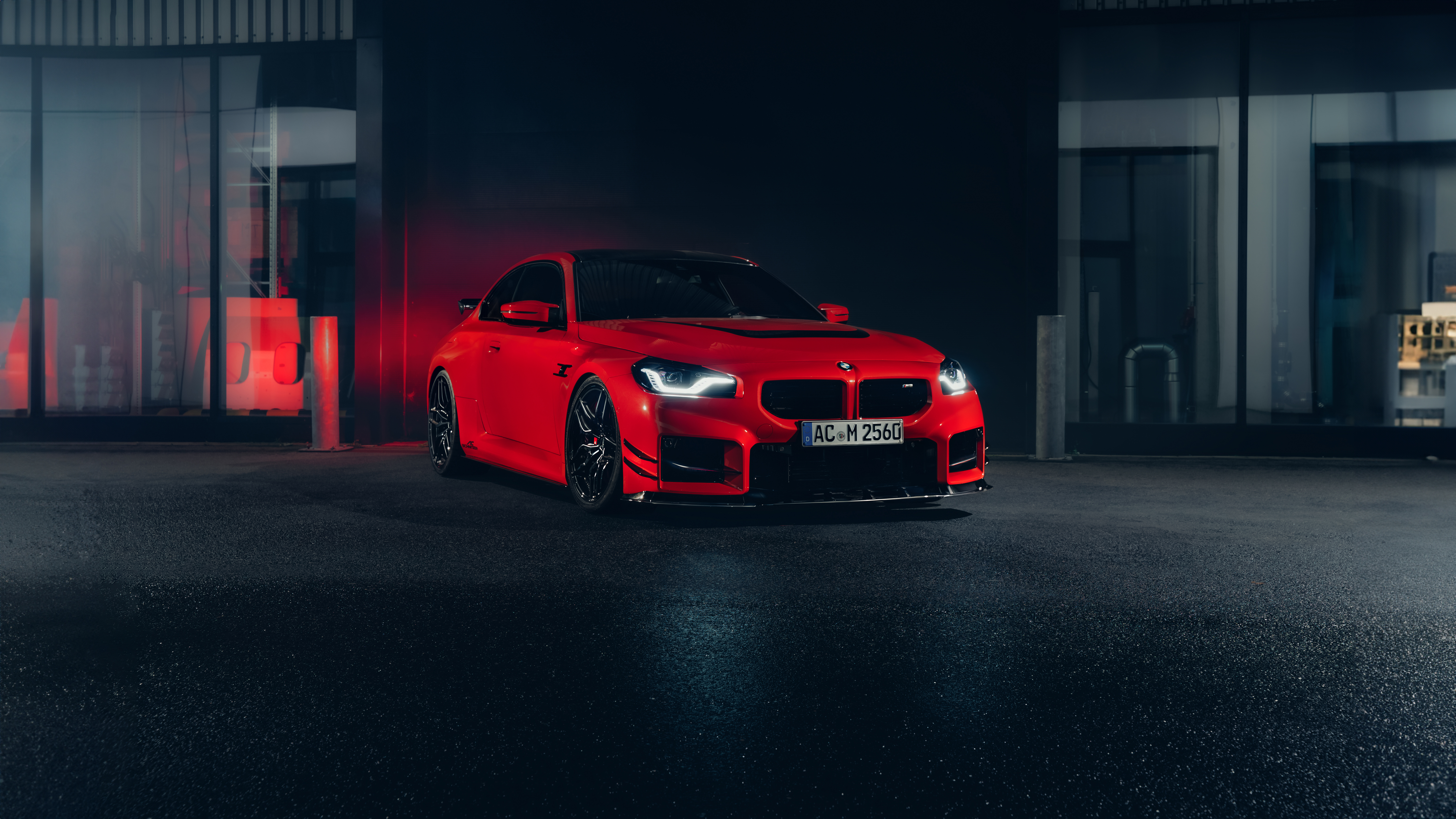 AC Schnitzer, BMW M2, 5K, 8K, Rote Autos, Dunkle Ästhetik