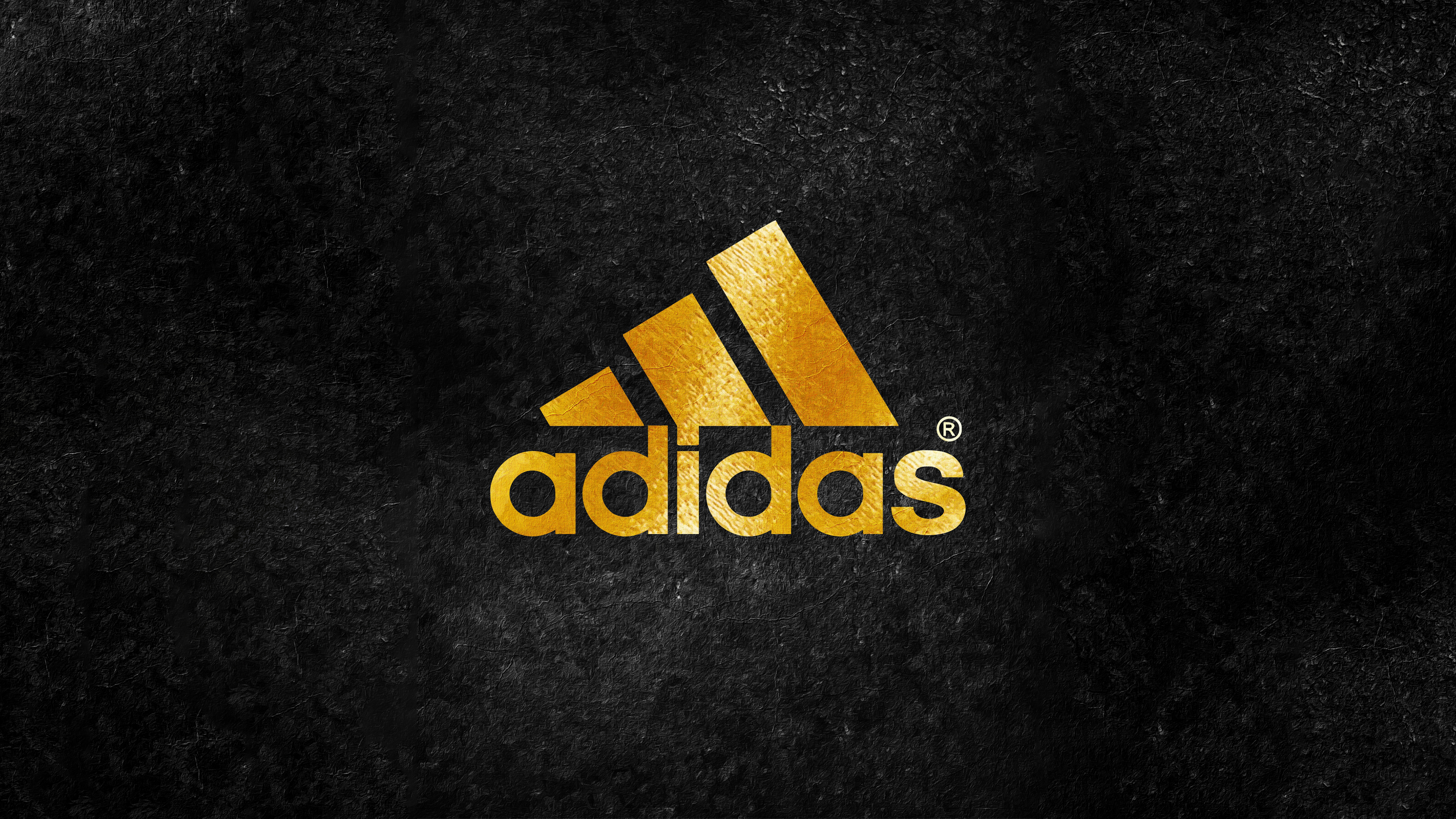 Adidas, golden, Logo, dunkler Hintergrund