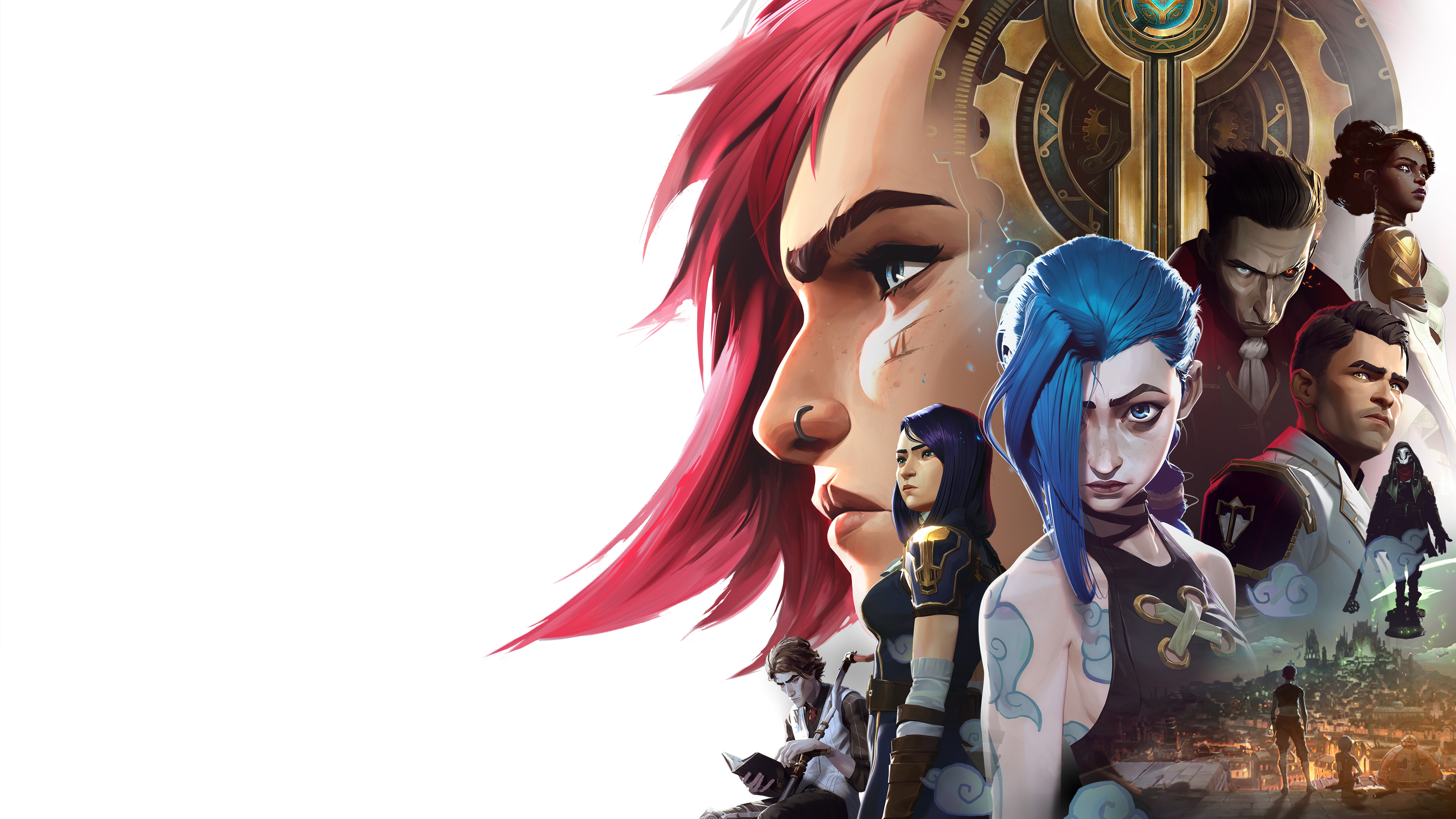Arcane, Poster, Vi (LoL), Jinx, Jayce, Silco, Marcus, Viktor, Mel Medarda, Vander, Arcane: League of Legends, Netflix-Serie, 2023 Serie