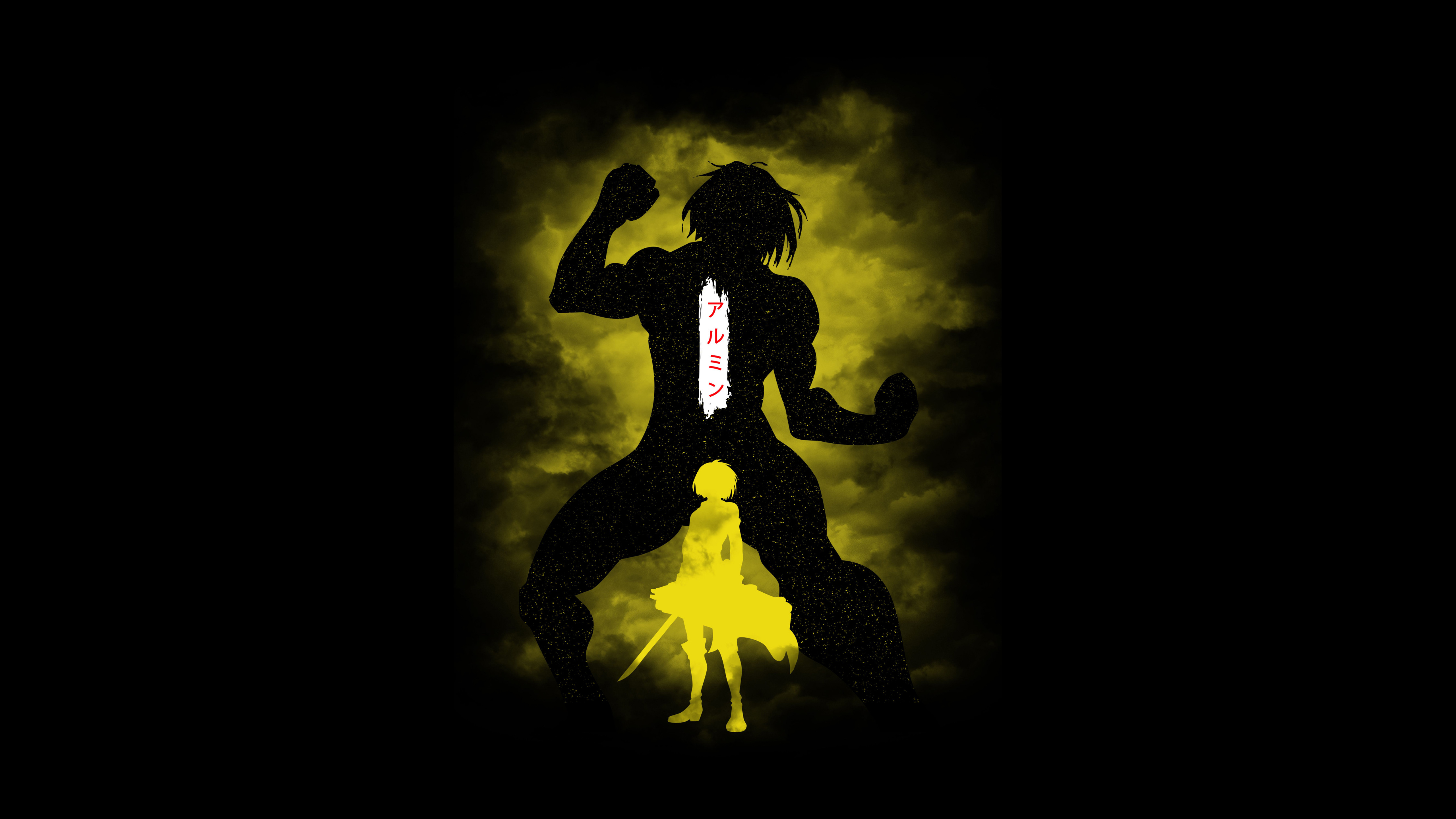 Armin Arlert, 5K, Attack on Titan, Silhouette, Schwarzer Hintergrund