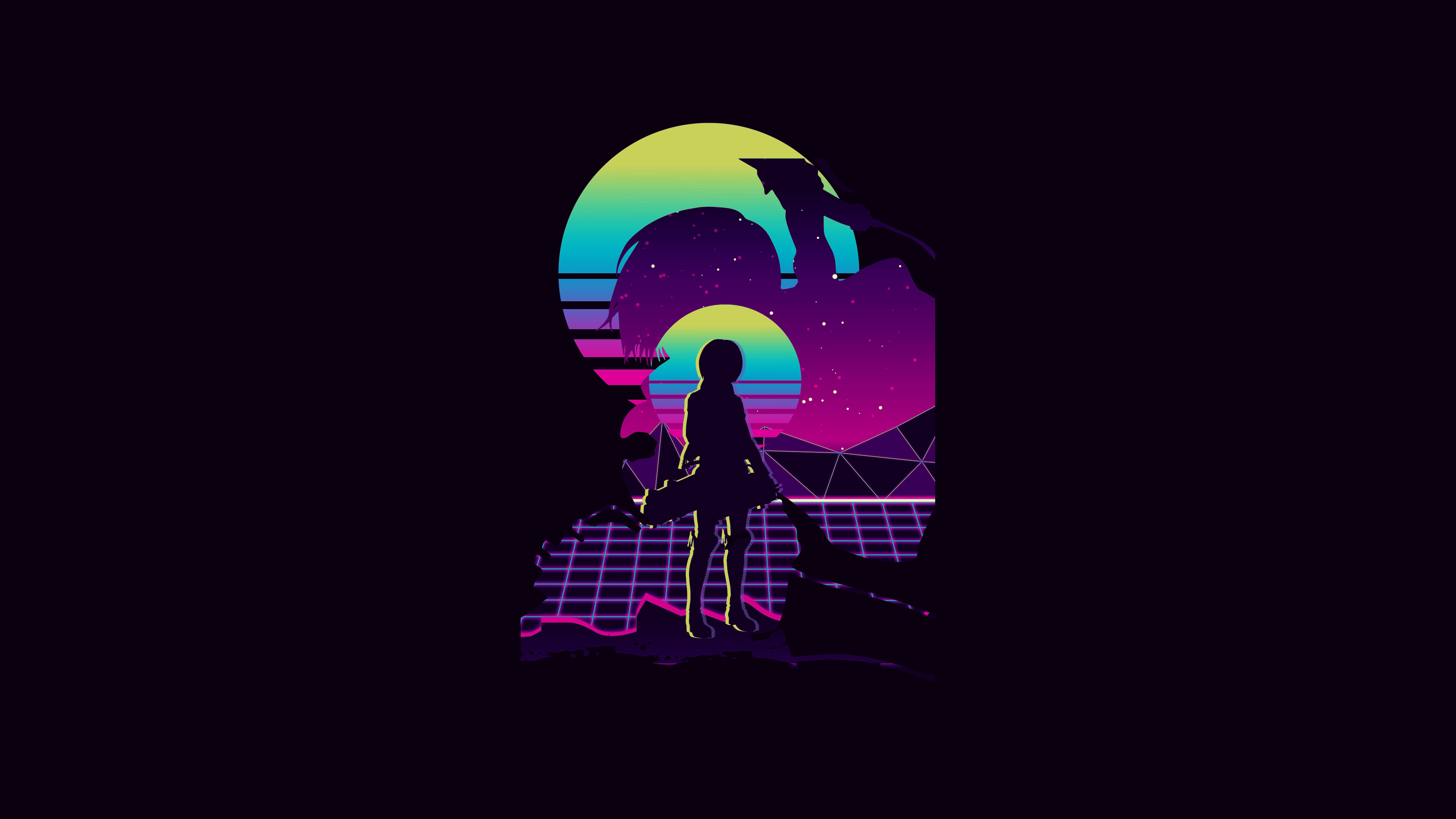 Armin Arlert, Silhouette, Attack on Titan, Dunkler Hintergrund, Shingeki no Kyojin, 5K