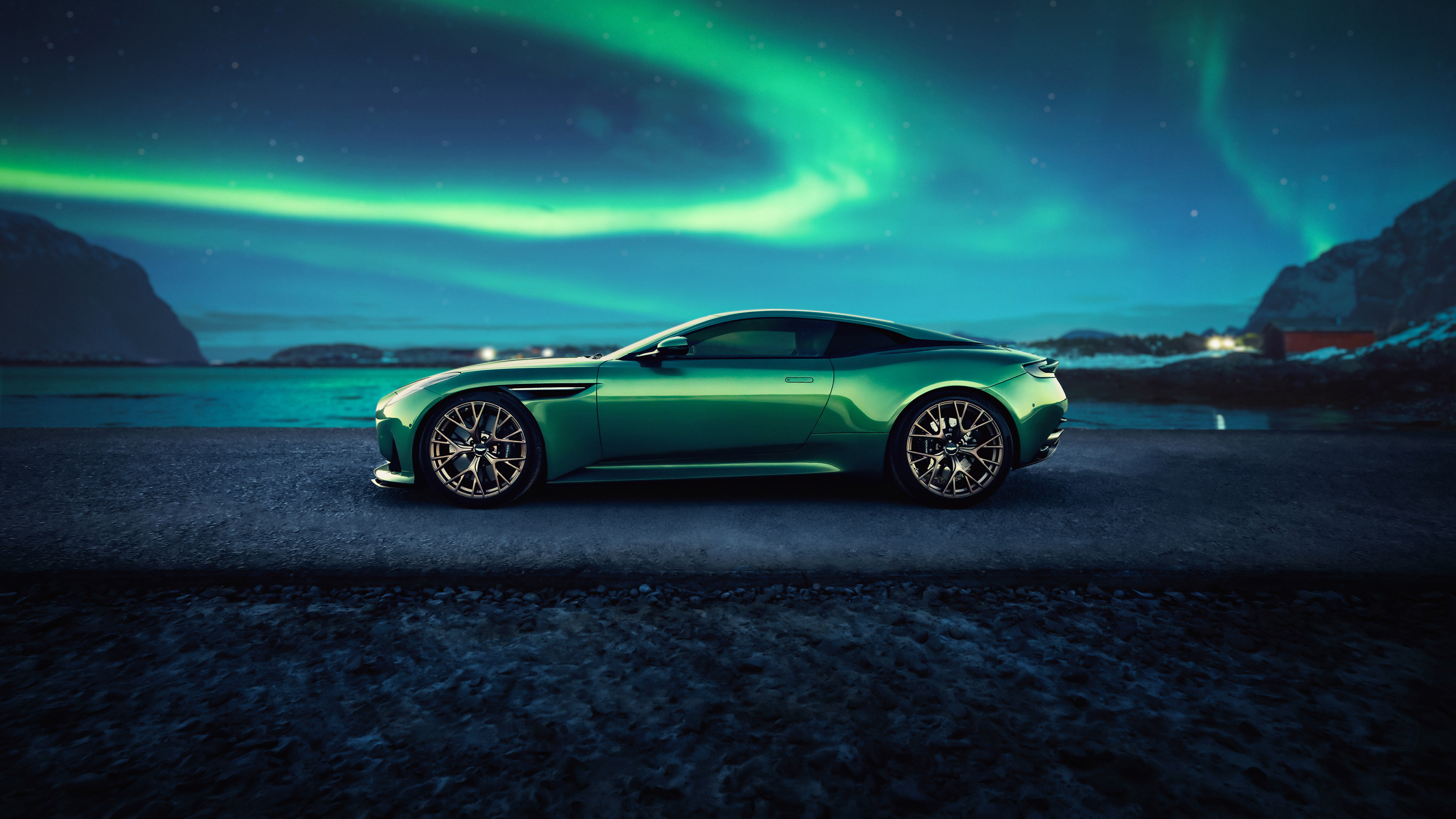 Aston Martin DB12, Luxus-Sportwagen, 5K, Nordlicht