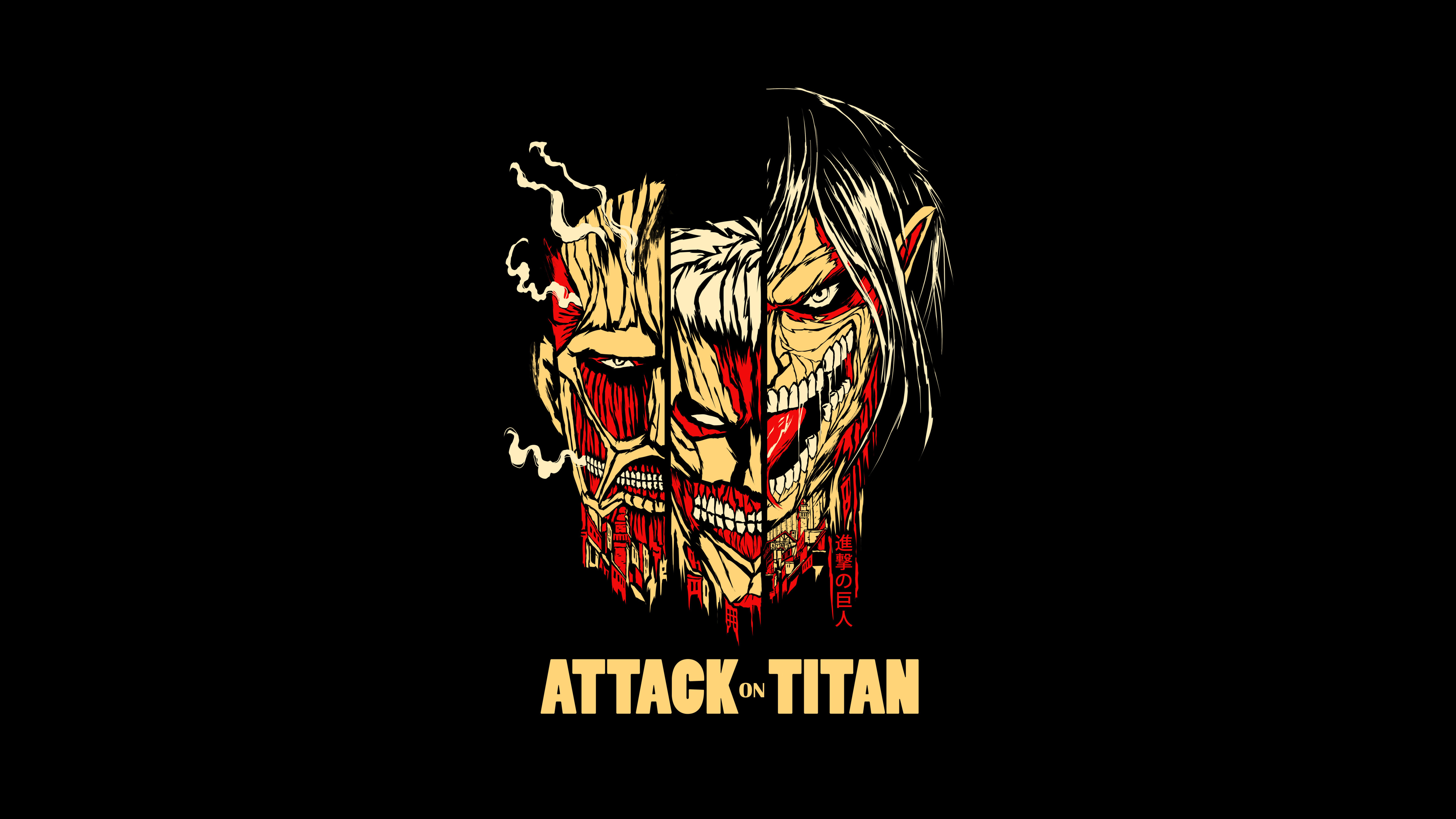 Attack on Titan, AMOLED, Shingeki no Kyojin, 5K, Schwarzer Hintergrund