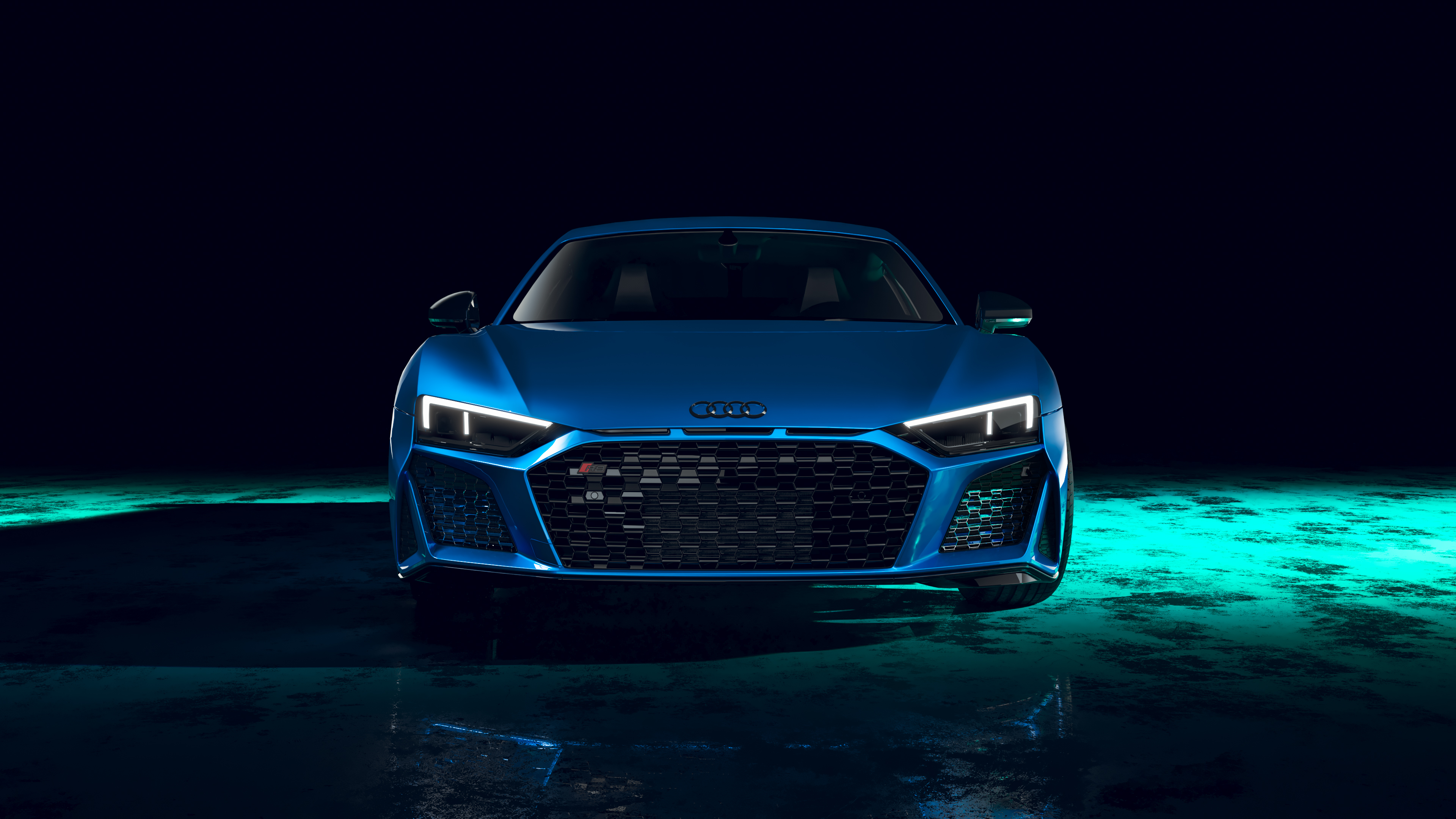 Audi R8, Dunkle Ästhetik, Supersportwagen, Luxus-Sportwagen, Dunkler Hintergrund, Neonlicht
