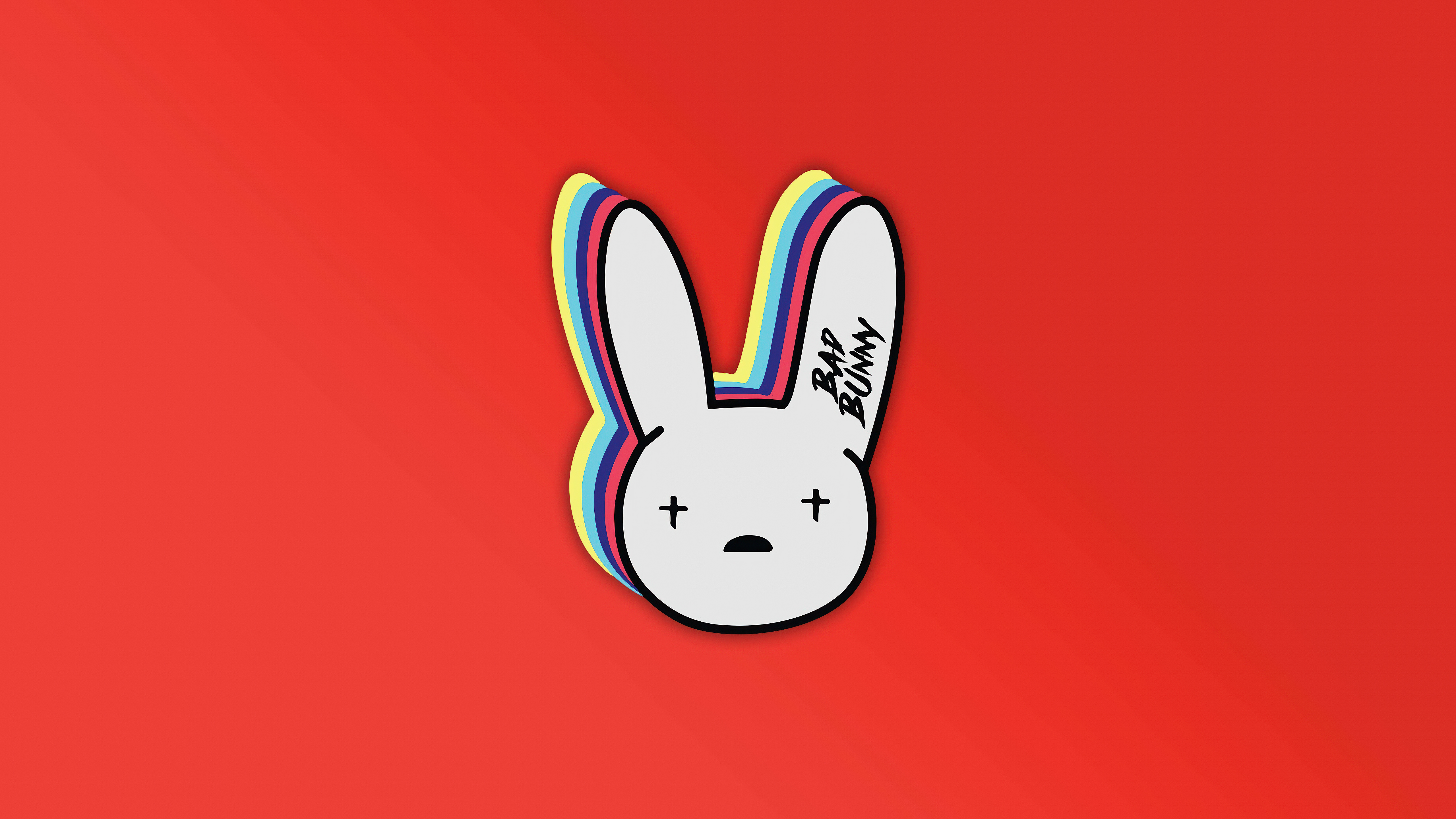Bad Bunny, Logo, Cartoon, Oranger Hintergrund, 5K