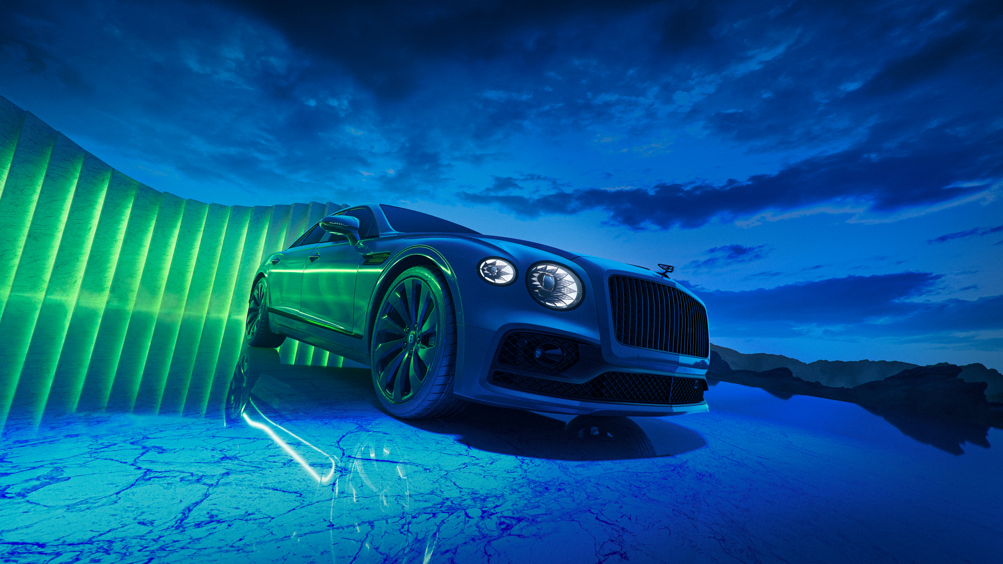 Bentley Flying Spur, CGI, Blaue Ästhetik