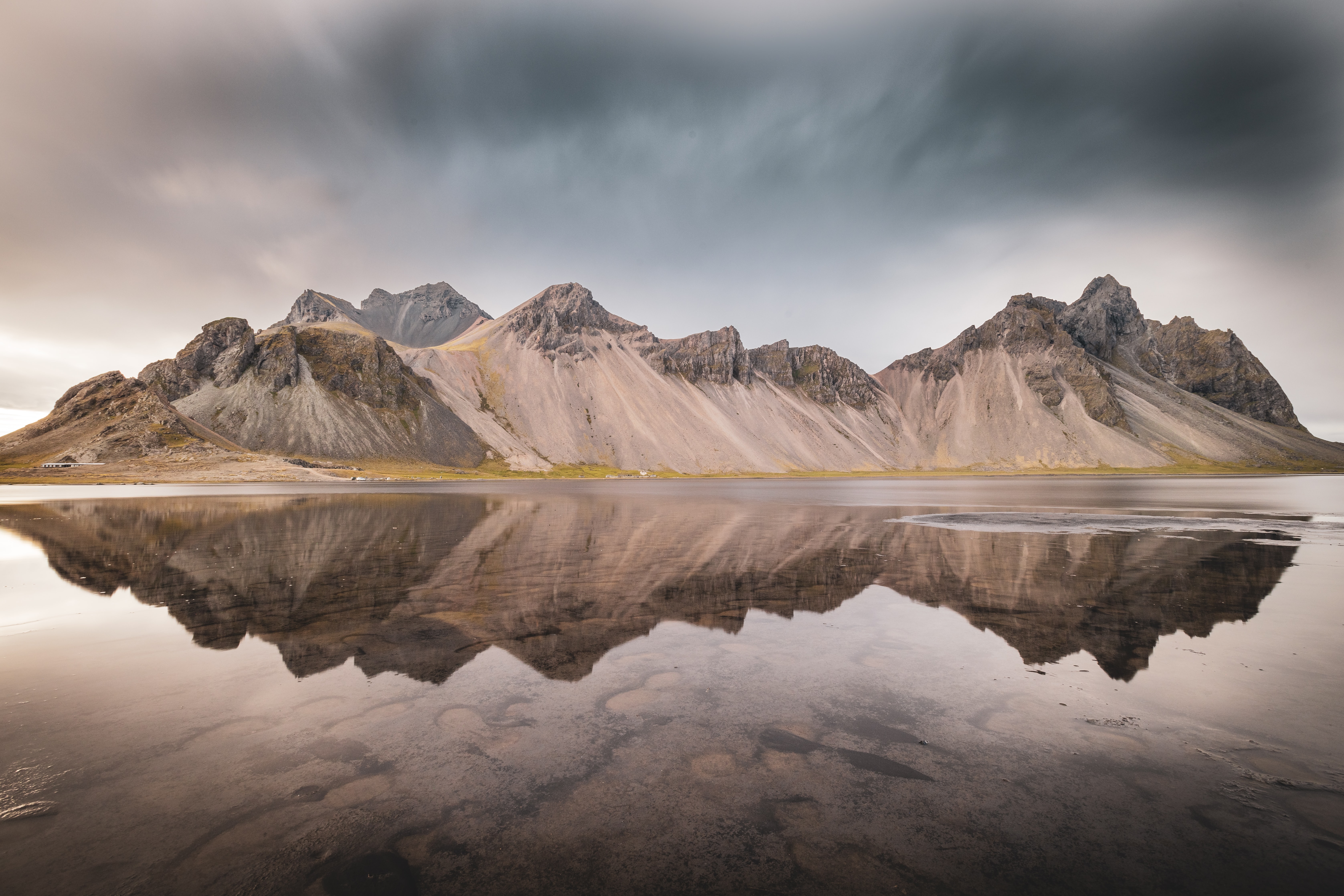 Bergblick, Landschaft, Szenerie, Bergkette, Gewässer, Spiegelung, Island, 5K