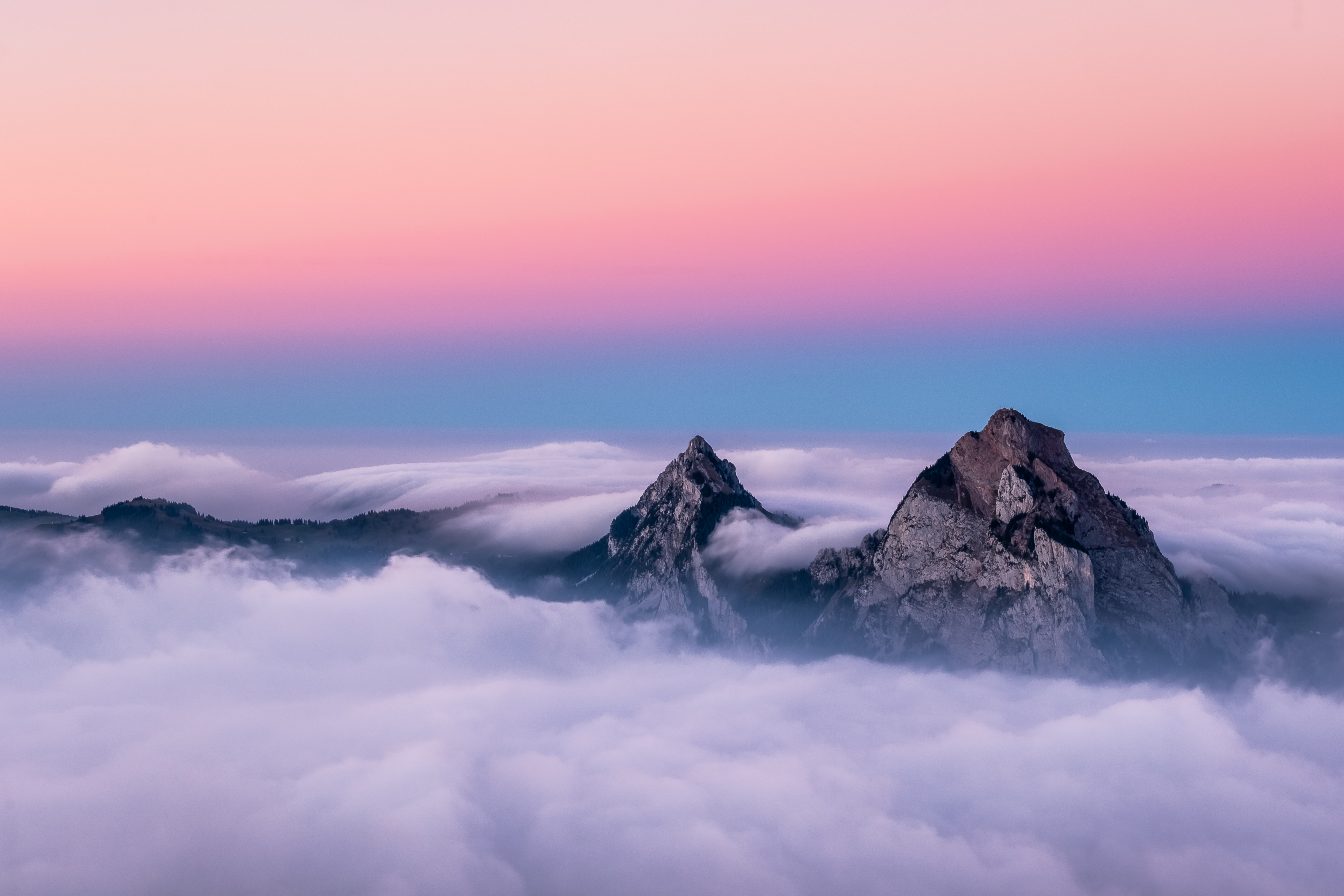 Berggipfel, über den Wolken, Sonnenuntergang, Morgendämmerung, 5K
