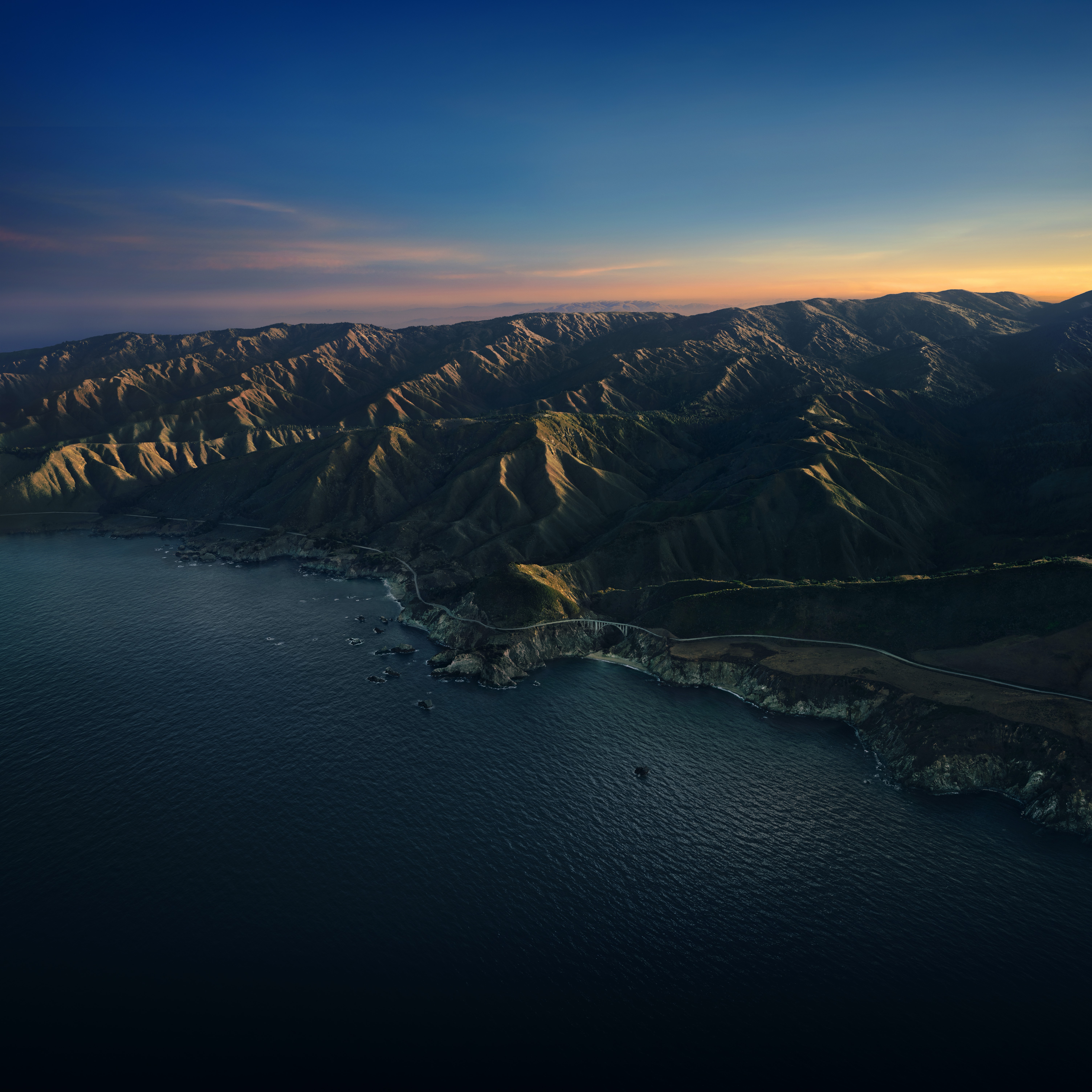 Big Sur, Morgendämmerung, Berge, Klarer Himmel, Sonnenaufgang, Morgen, macOS Big Sur, Stock, Kalifornien, 5K