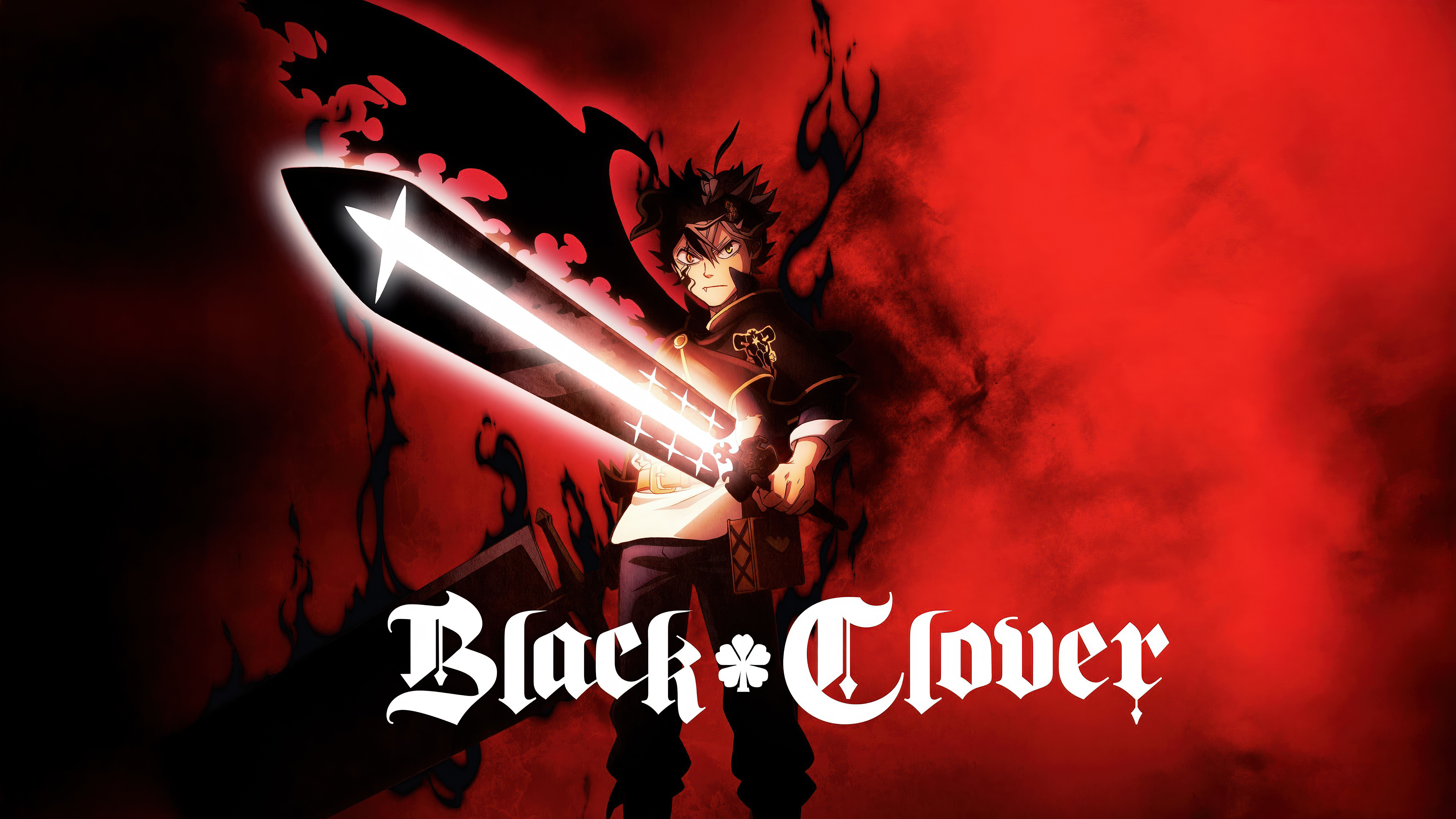 Black Clover, Asta, Schwert, Roter Hintergrund, Dämon, 5K