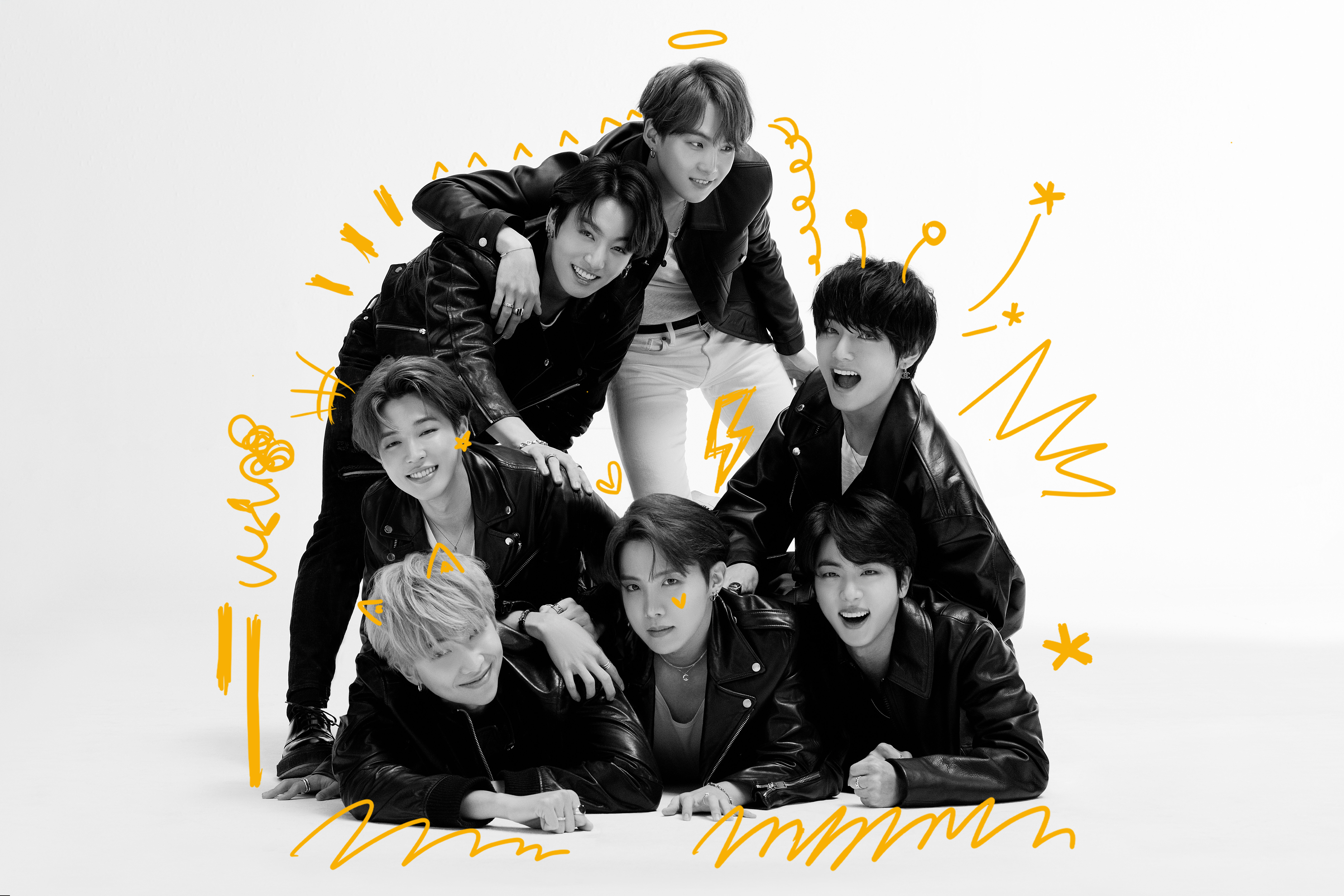 BTS, Map of the Soul: 7, K-Pop-Sänger, koreanische Sänger, Popmusik, 2020, weißer Hintergrund, 5K, 8K