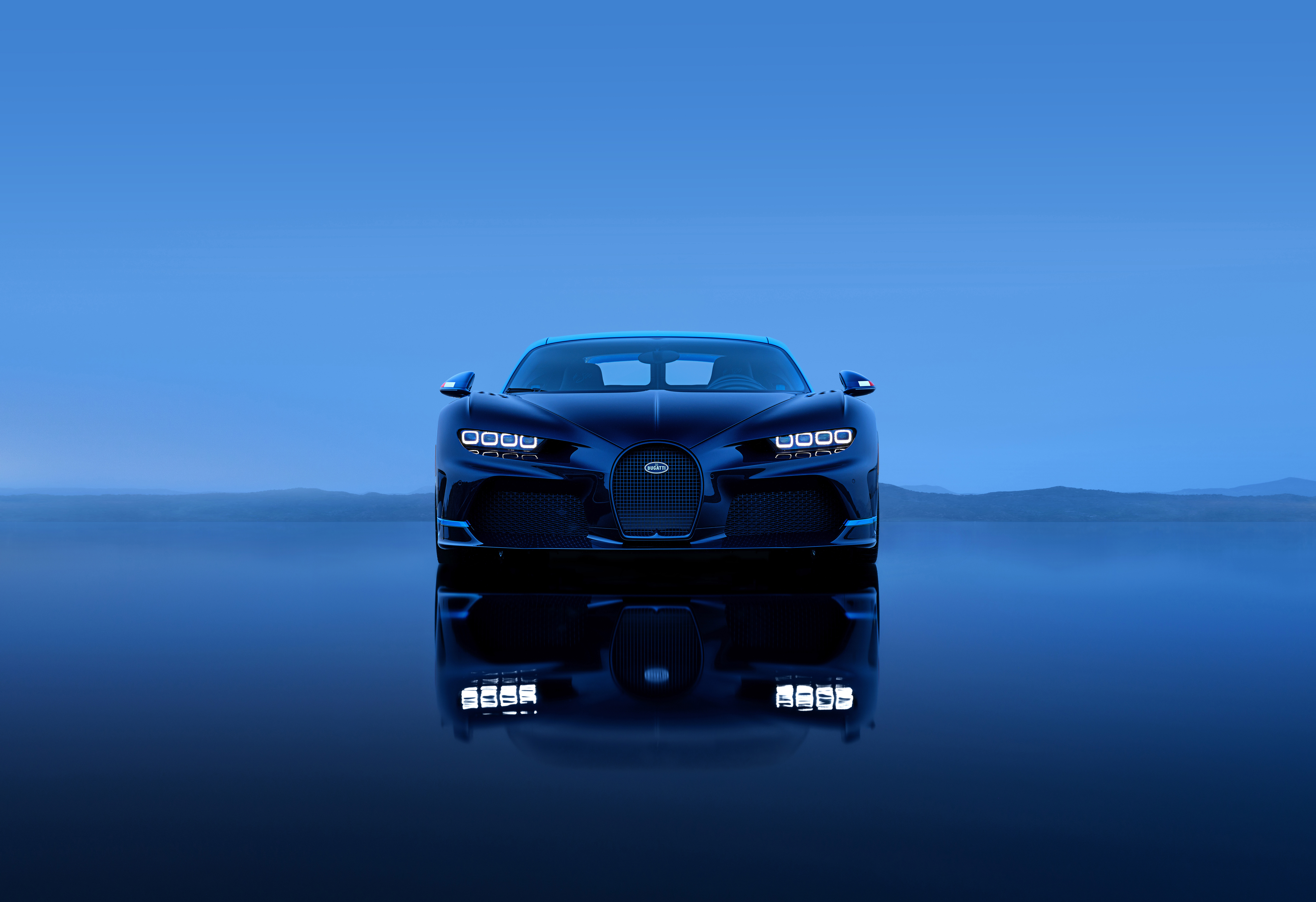 Bugatti Chiron, 8K, Blaues Abstrakt, 5K