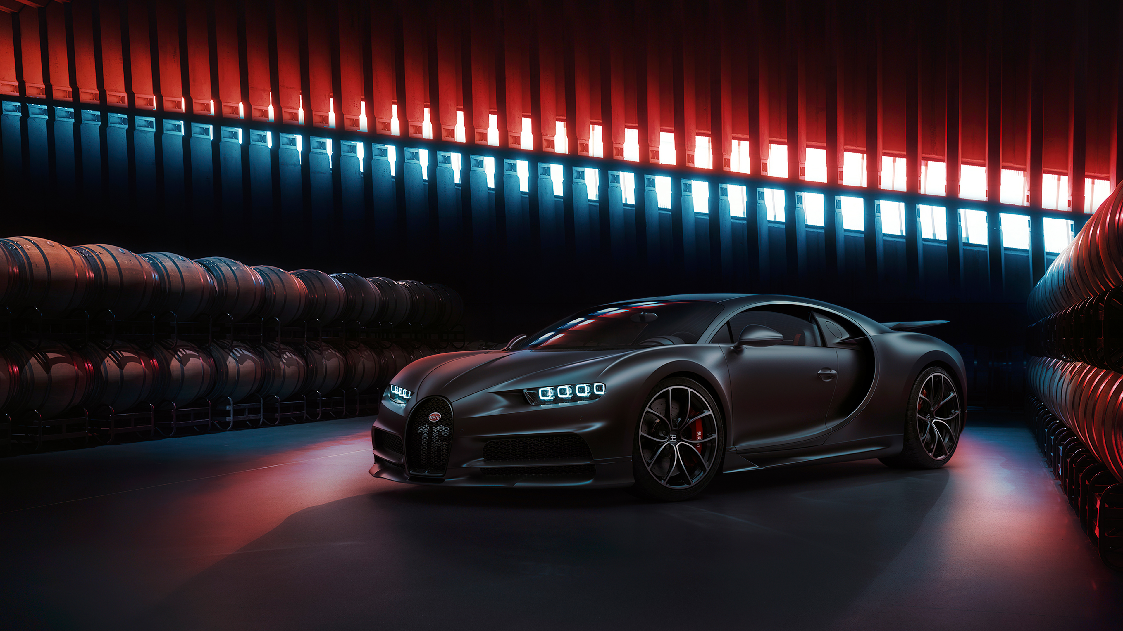 Bugatti Chiron, Dunkle Ästhetik, Supersportwagen