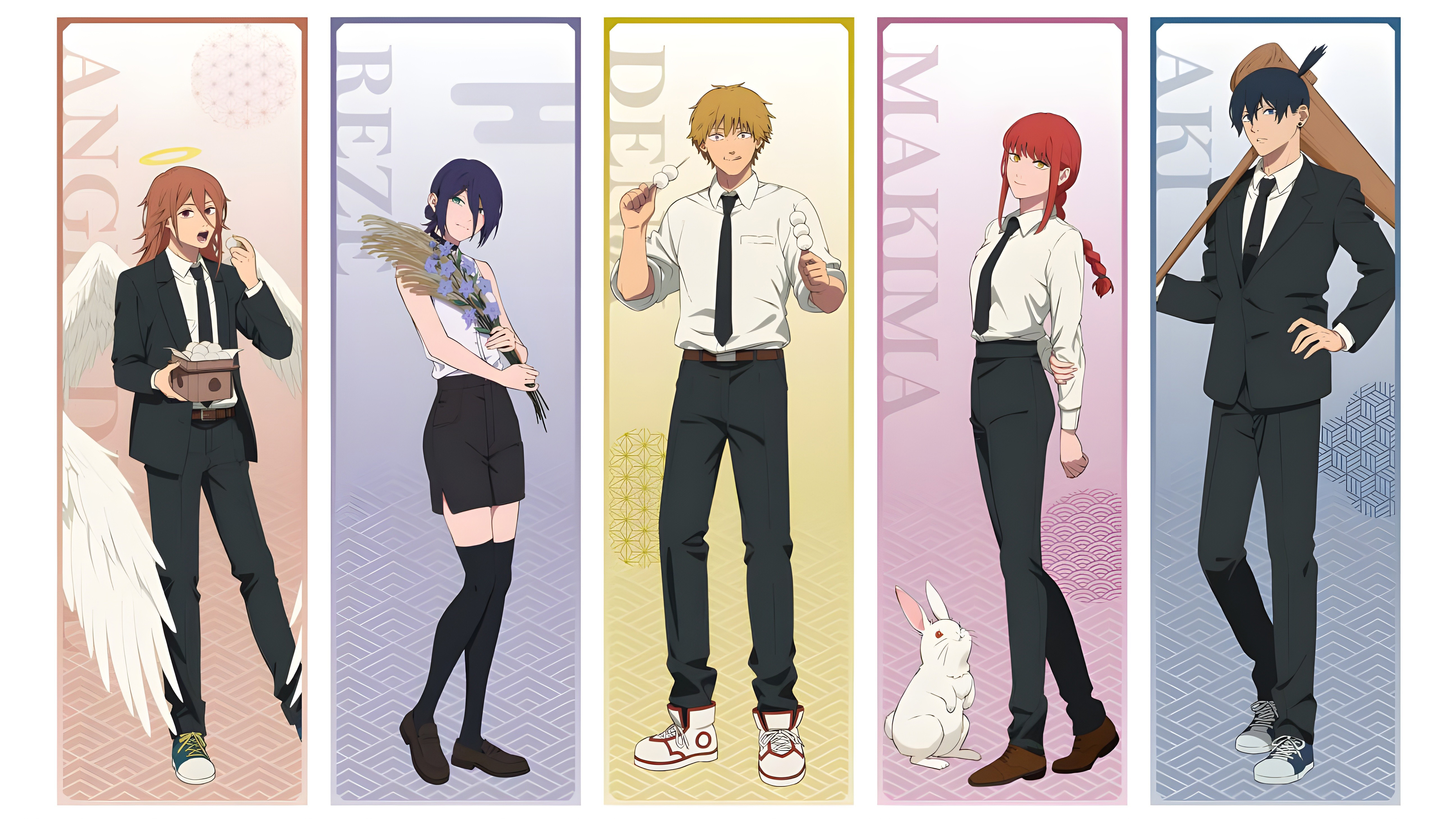 Chainsaw Man, Charakterposter, Angel Devil, Reze, Denji, Makima, 5K