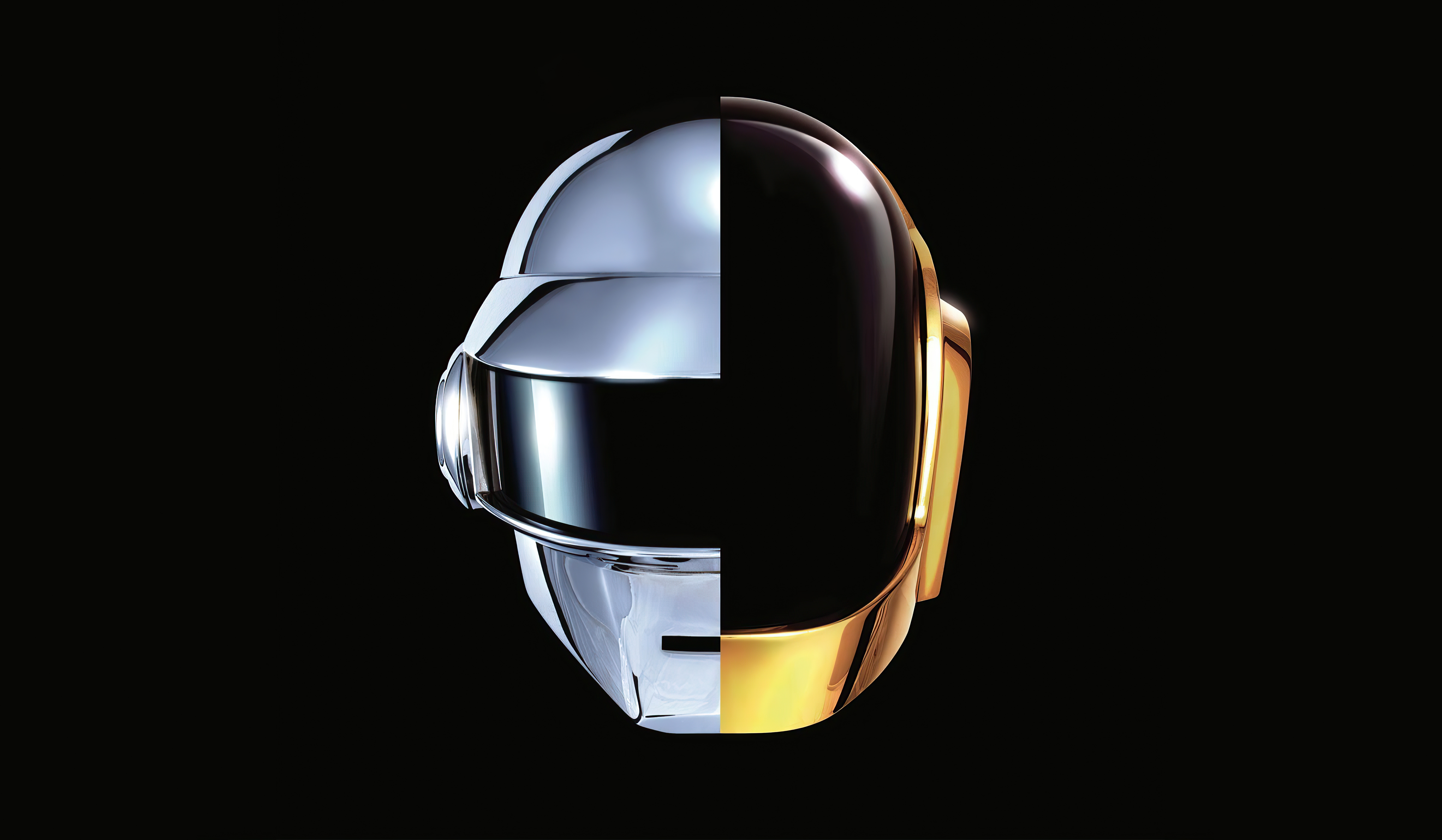 Daft Punk, AMOLED, Elektronik-Musikduo, Französisch, Daft-Punk-Helm, Schwarzer Hintergrund, 5K, 8K