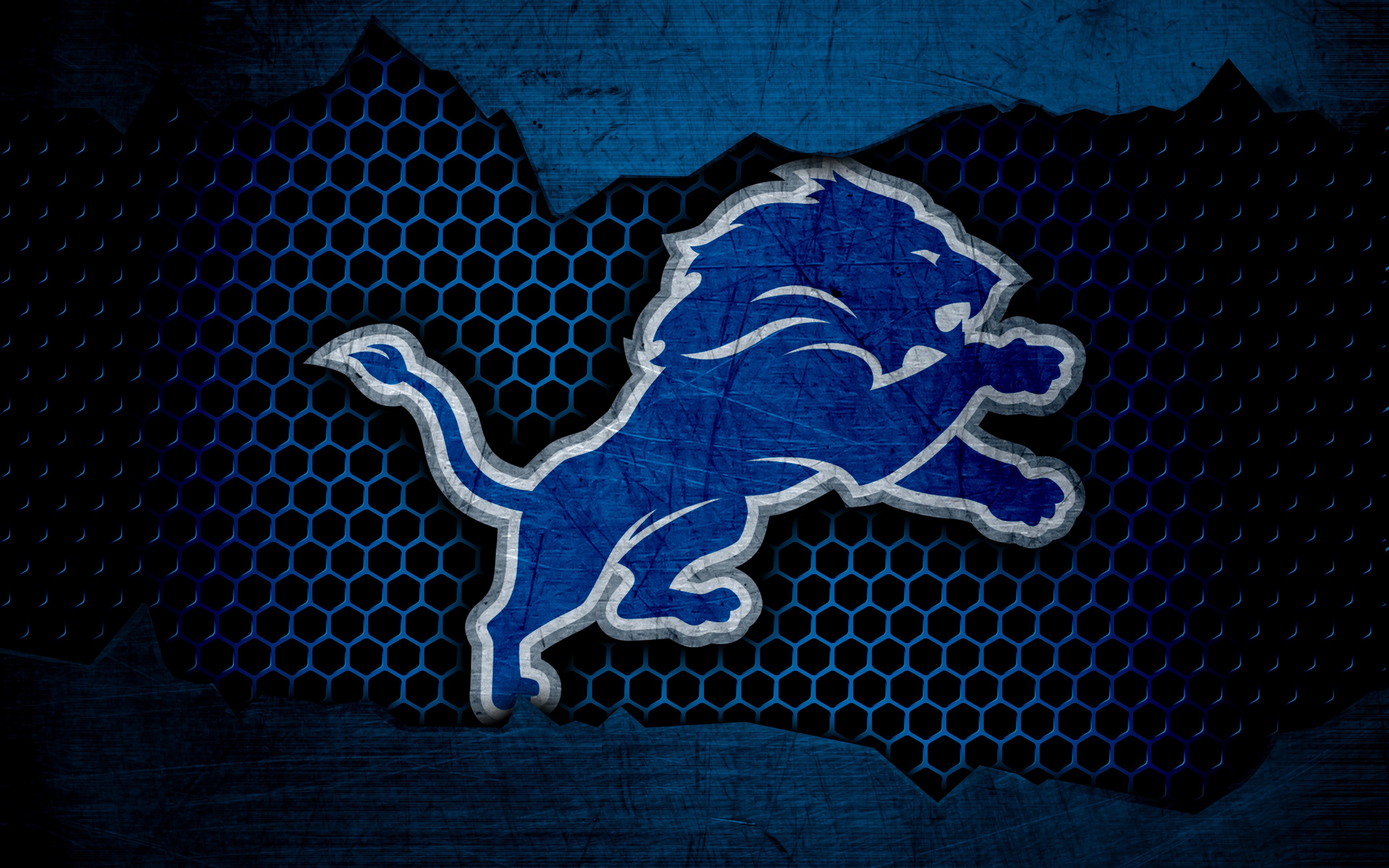 Detroit Lions, American-Football-Team, NFL-Team, blauer Hintergrund