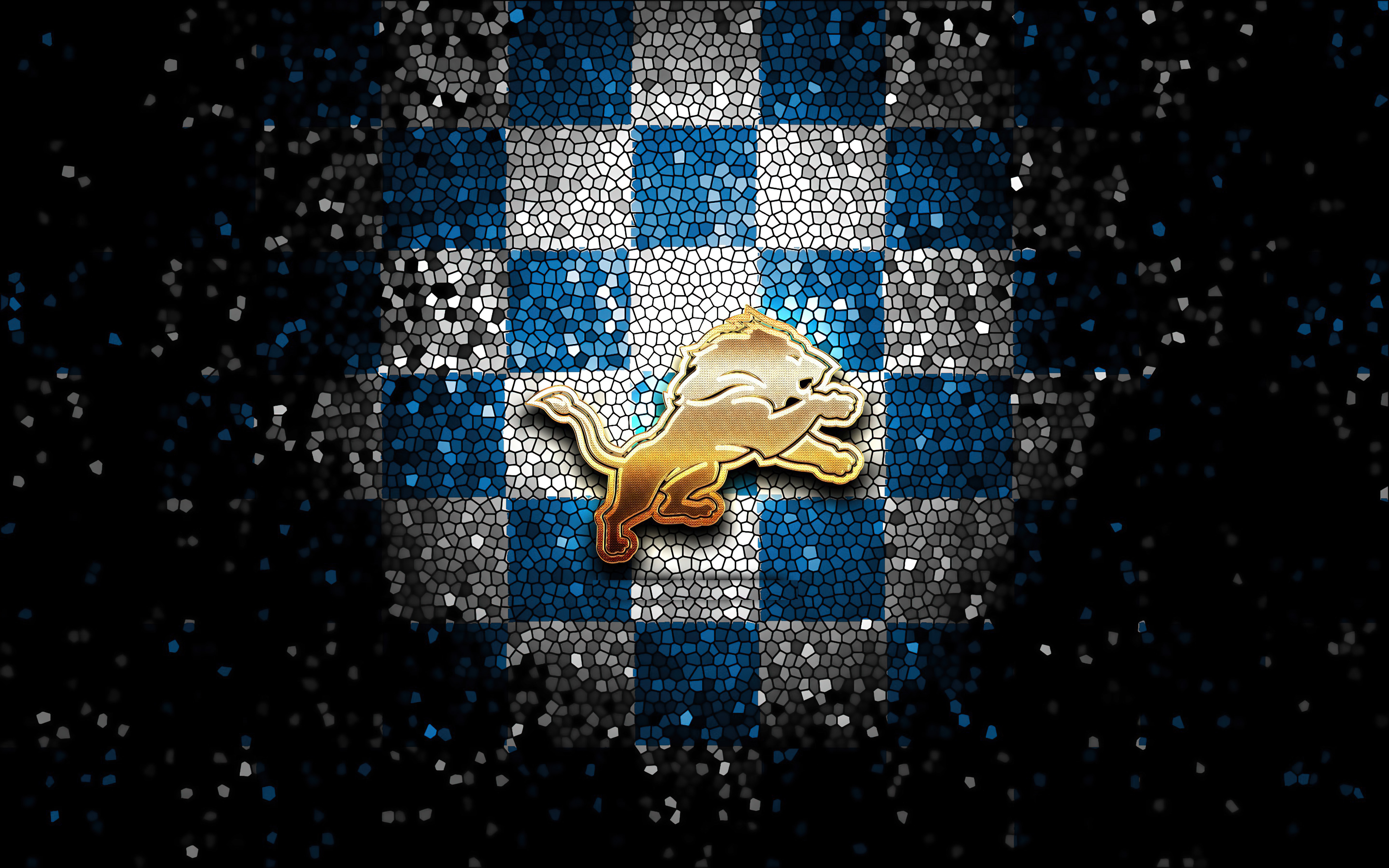 Detroit Lions, Mosaik, Emblem, American-Football-Team, NFL-Team, 5K