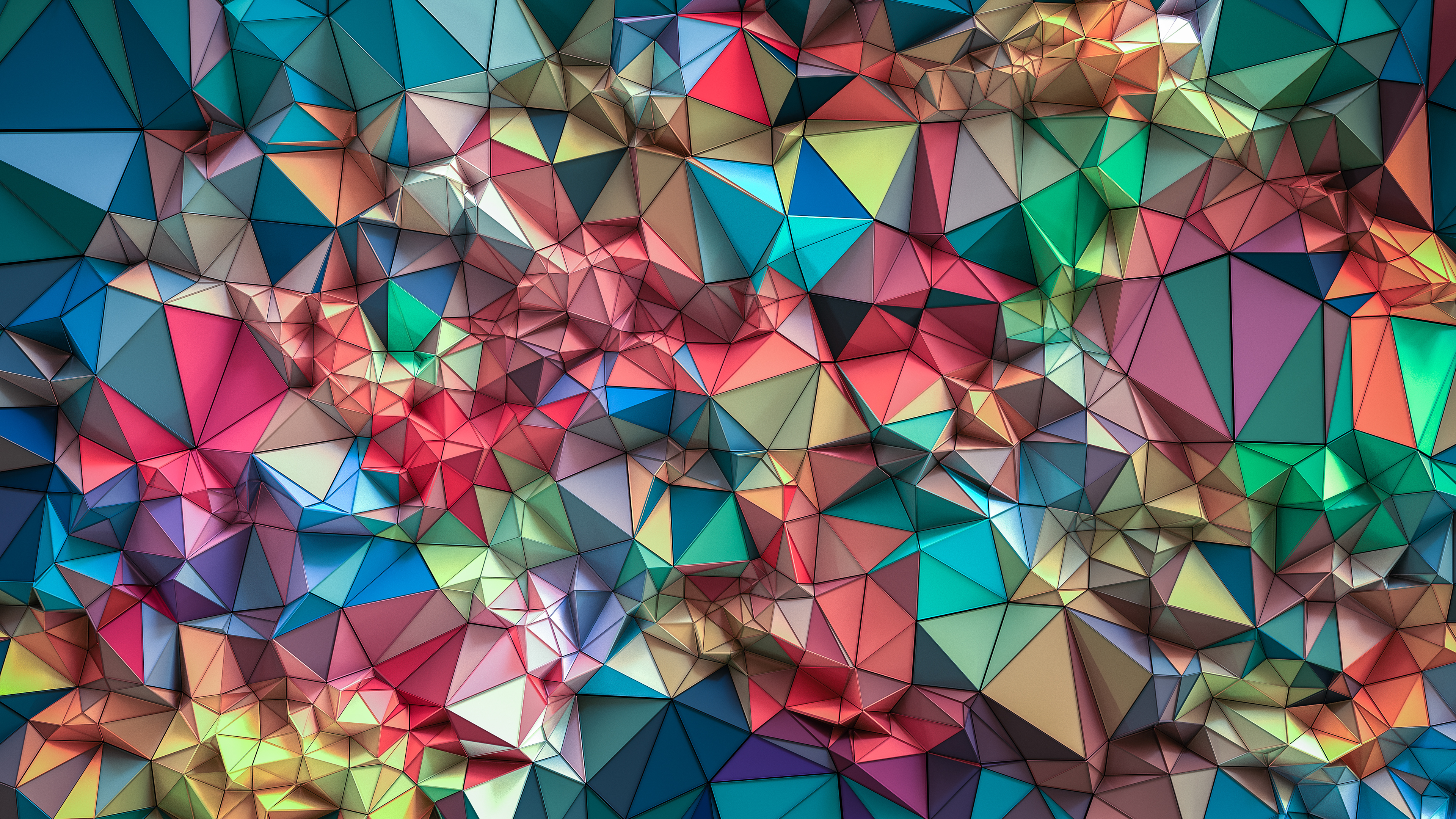 Dreiecke, 3D-Hintergrund, Farbenfroh, Formen, Geometrisch