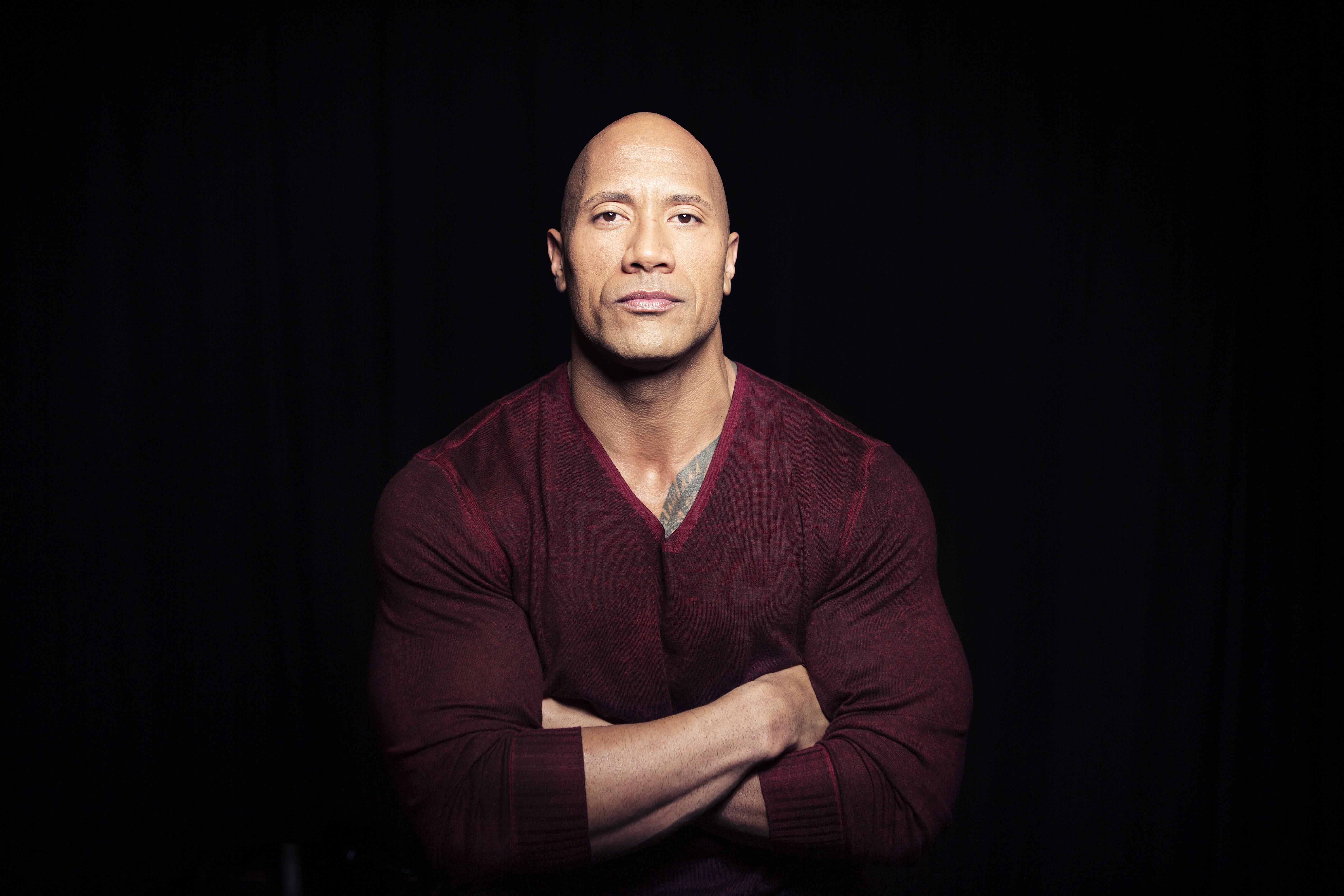 Dwayne Johnson, Schwarzer Hintergrund, US-amerikanischer Schauspieler, 5K, WWE Superstars