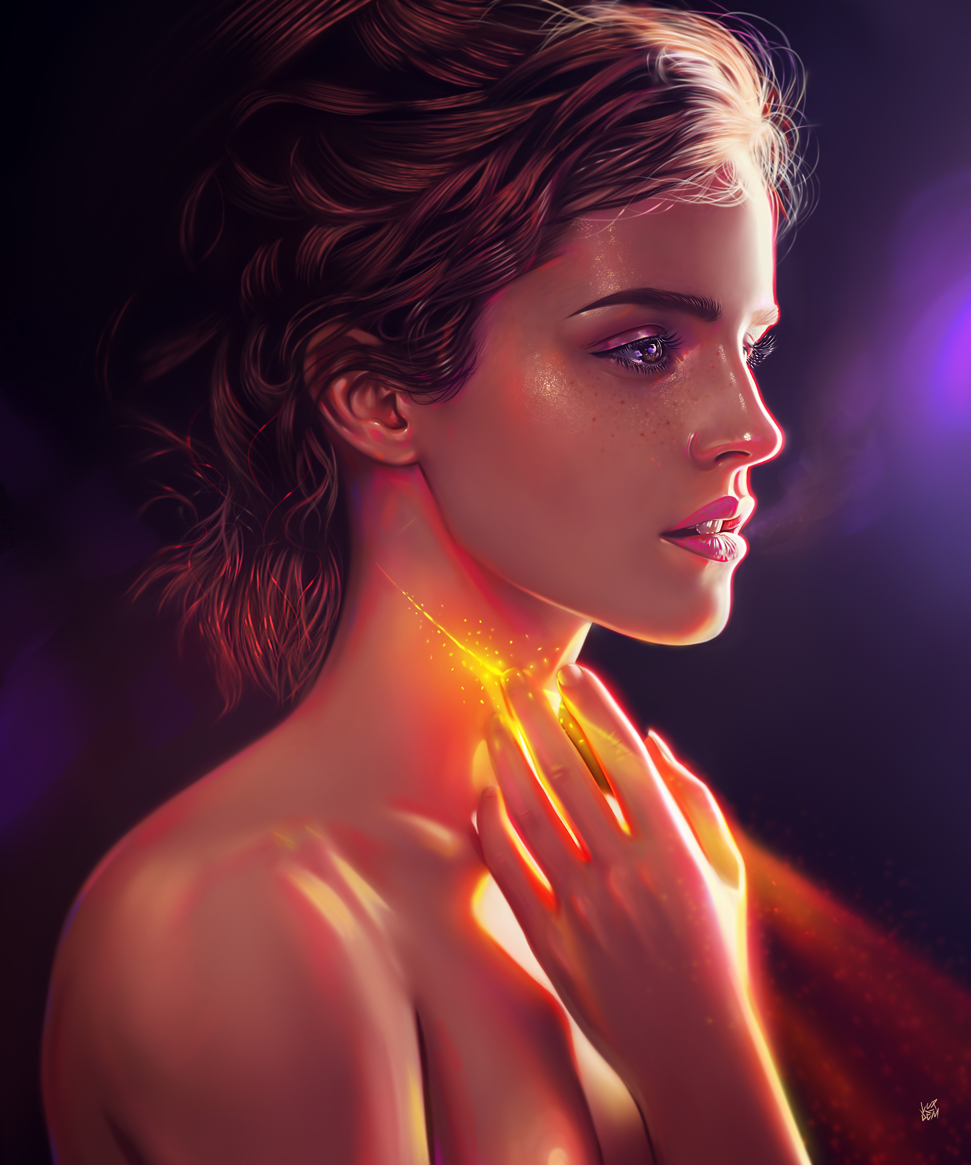 Emma Watson, Ästhetik, Amerikanische Schauspielerin, Porträt, Schöne Schauspielerin, Magisch, Lebendig, Gemälde, Illustration