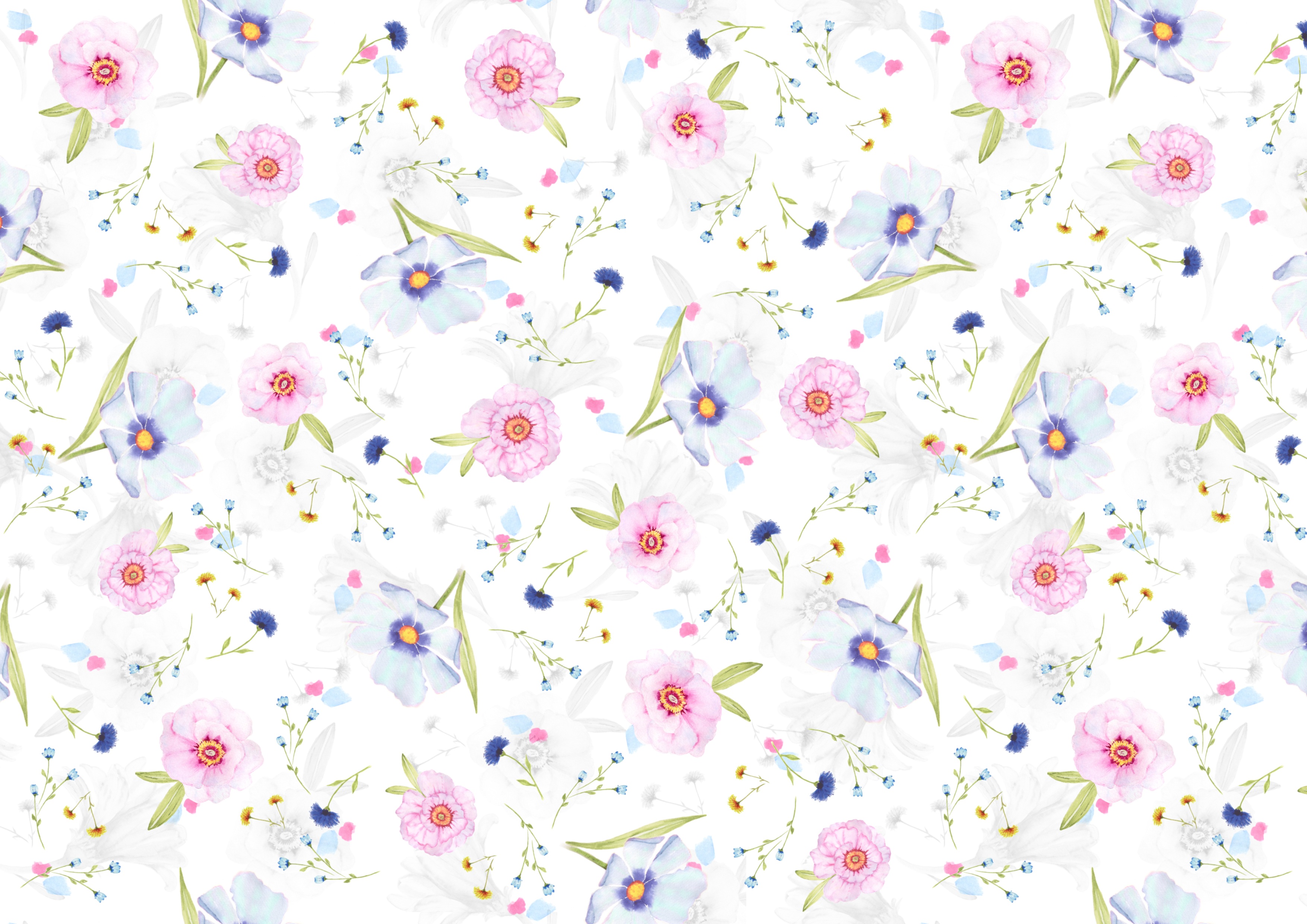 Florale Designs, Weißer Hintergrund, Blumenmuster, Mädchenhafte Hintergründe, Floral, Rosa Blumen