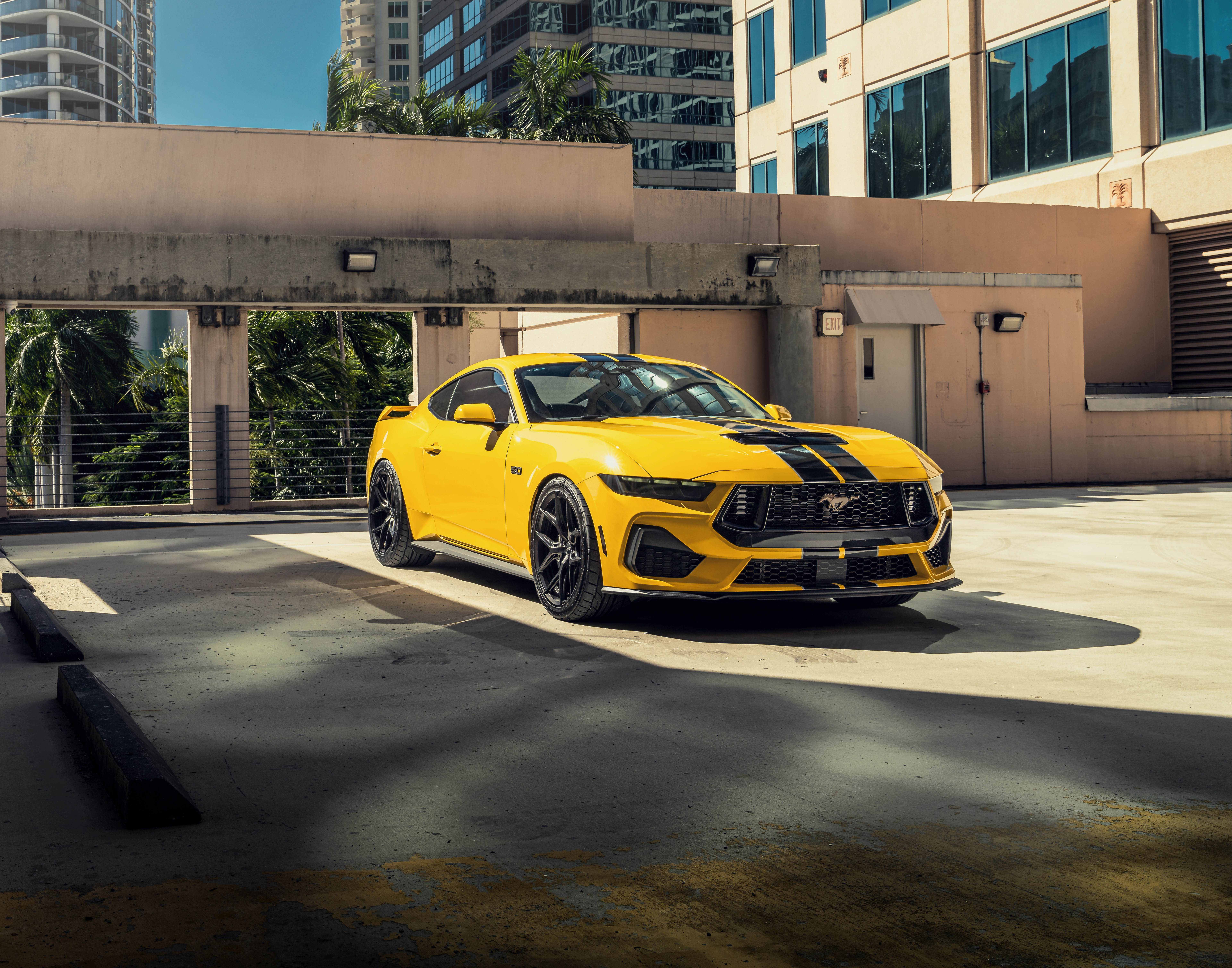 Ford Mustang GT, Amerikanischer Muscle-Car, 5K, Gelbe Autos, 8K
