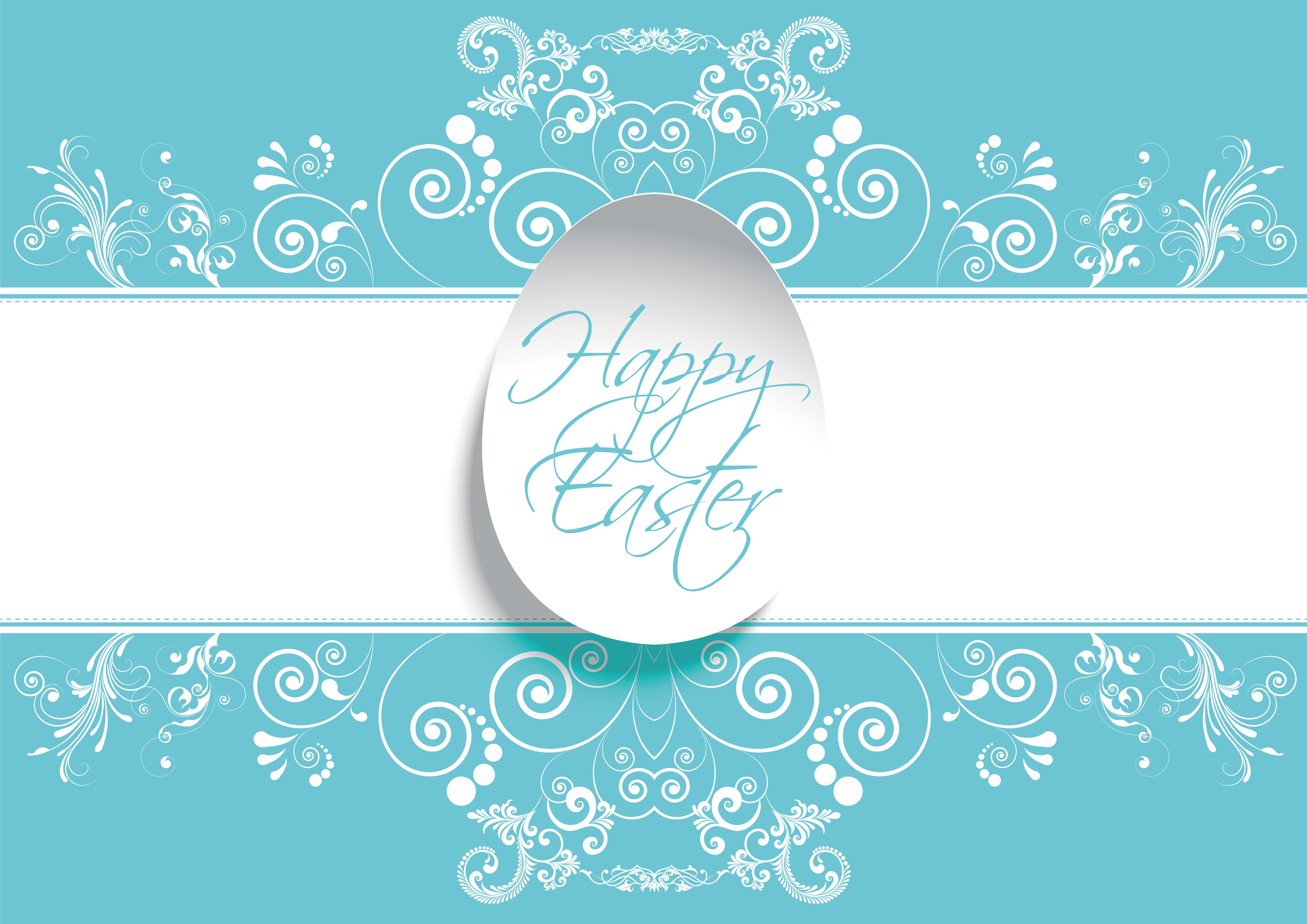Frohe Ostern, Blumen, Typografie, Cyan, Pastellhintergrund, 5K