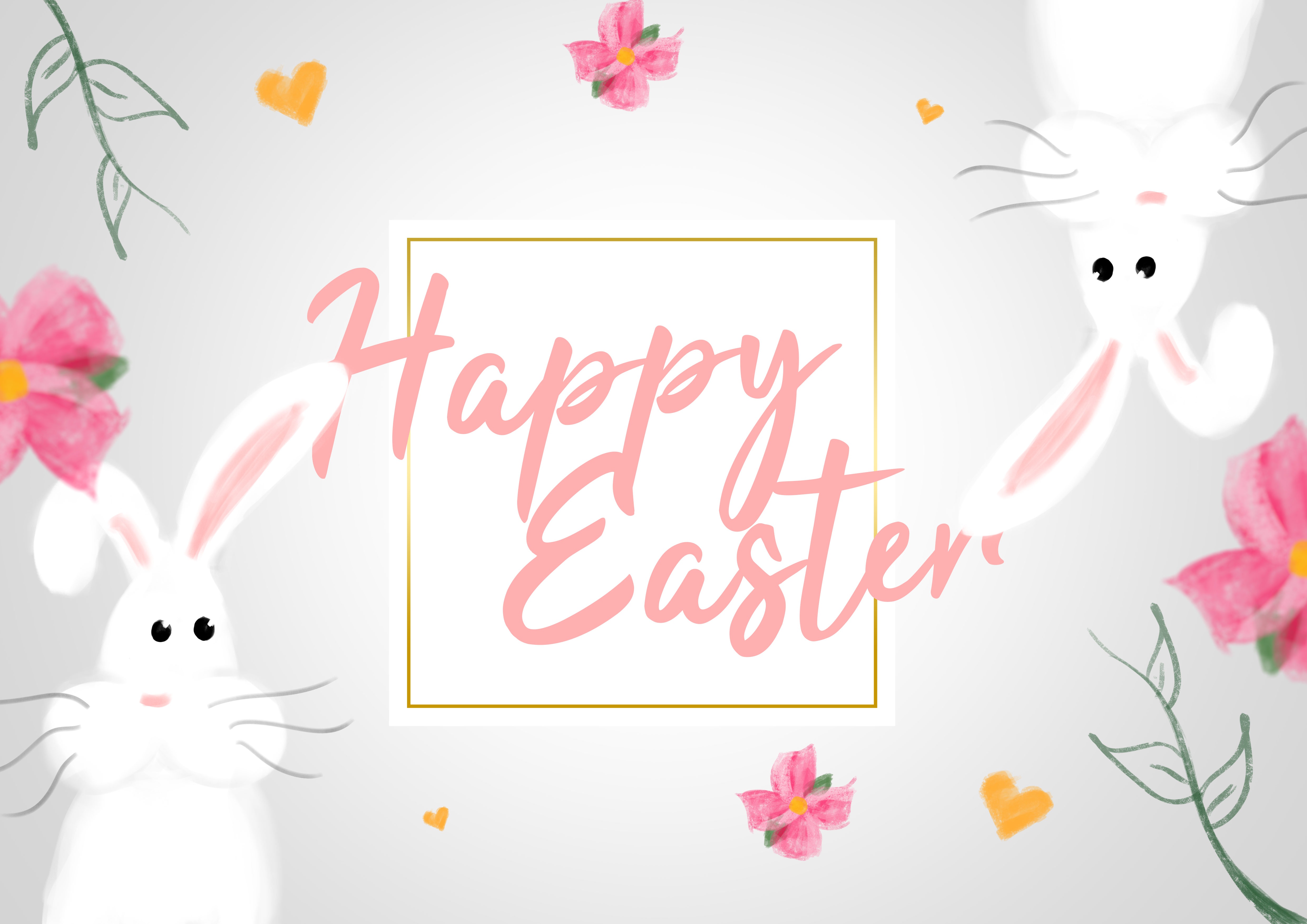 Frohe Ostern, Osterhase, Osterhintergrund, Weiß, Osterdekoration, 5K