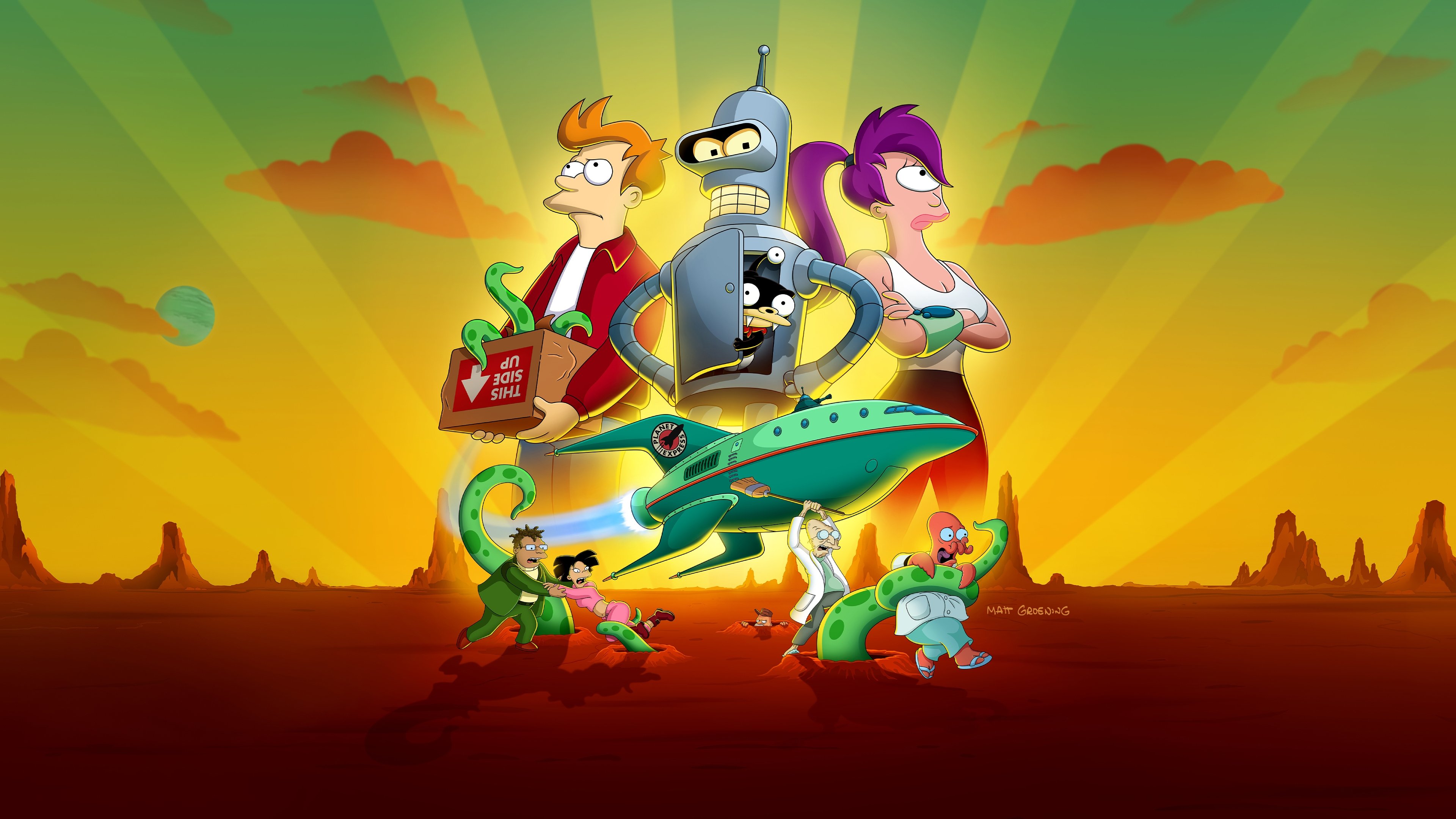 Futurama, Animationsserie, Phillip J Fry, Bender (Futurama), Leela (Futurama)