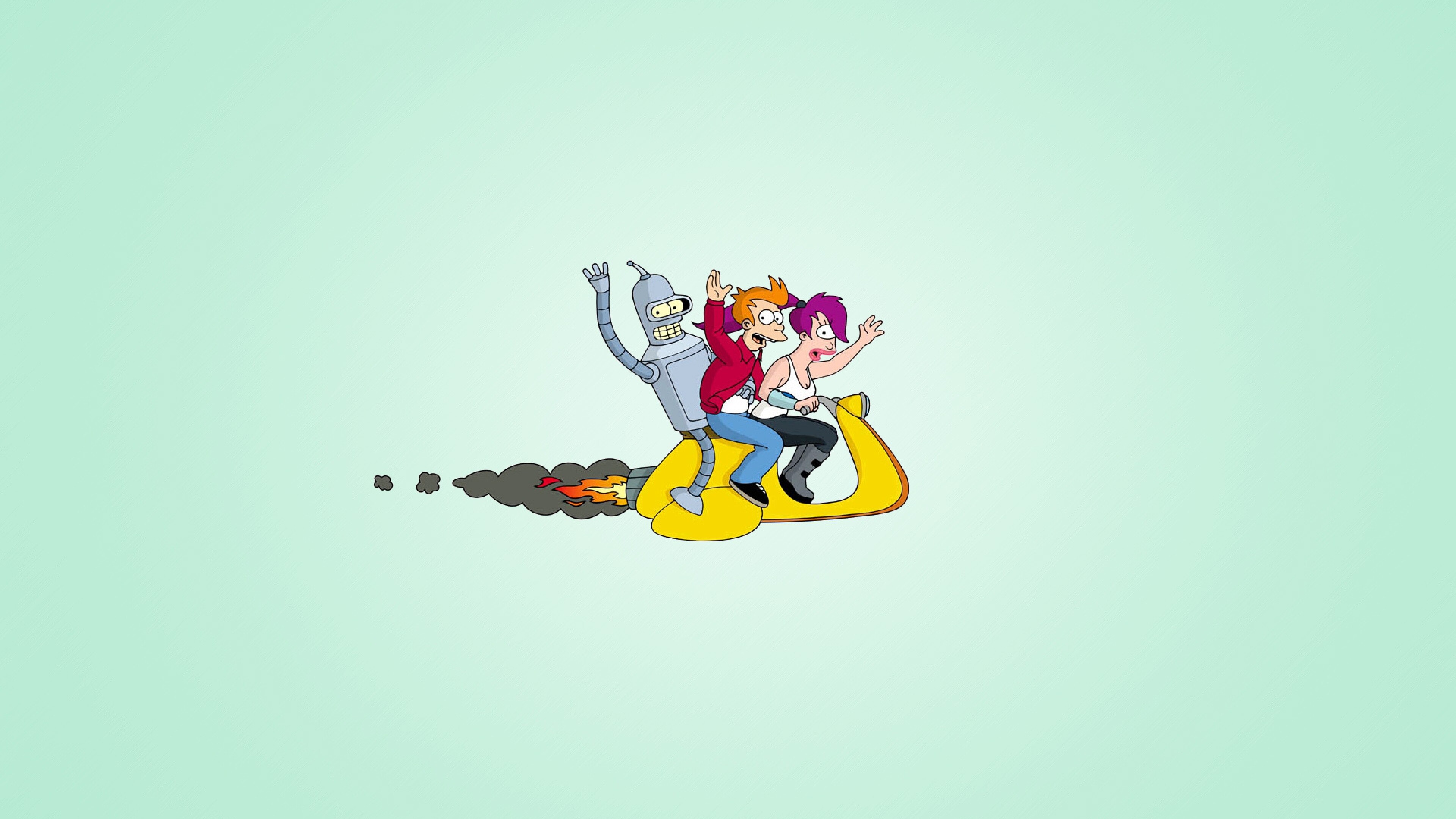 Futurama, Cartoon, Fernsehserie, Animationsserie, Minimalistisch, Phillip J Fry, Bender (Futurama), Leela (Futurama)