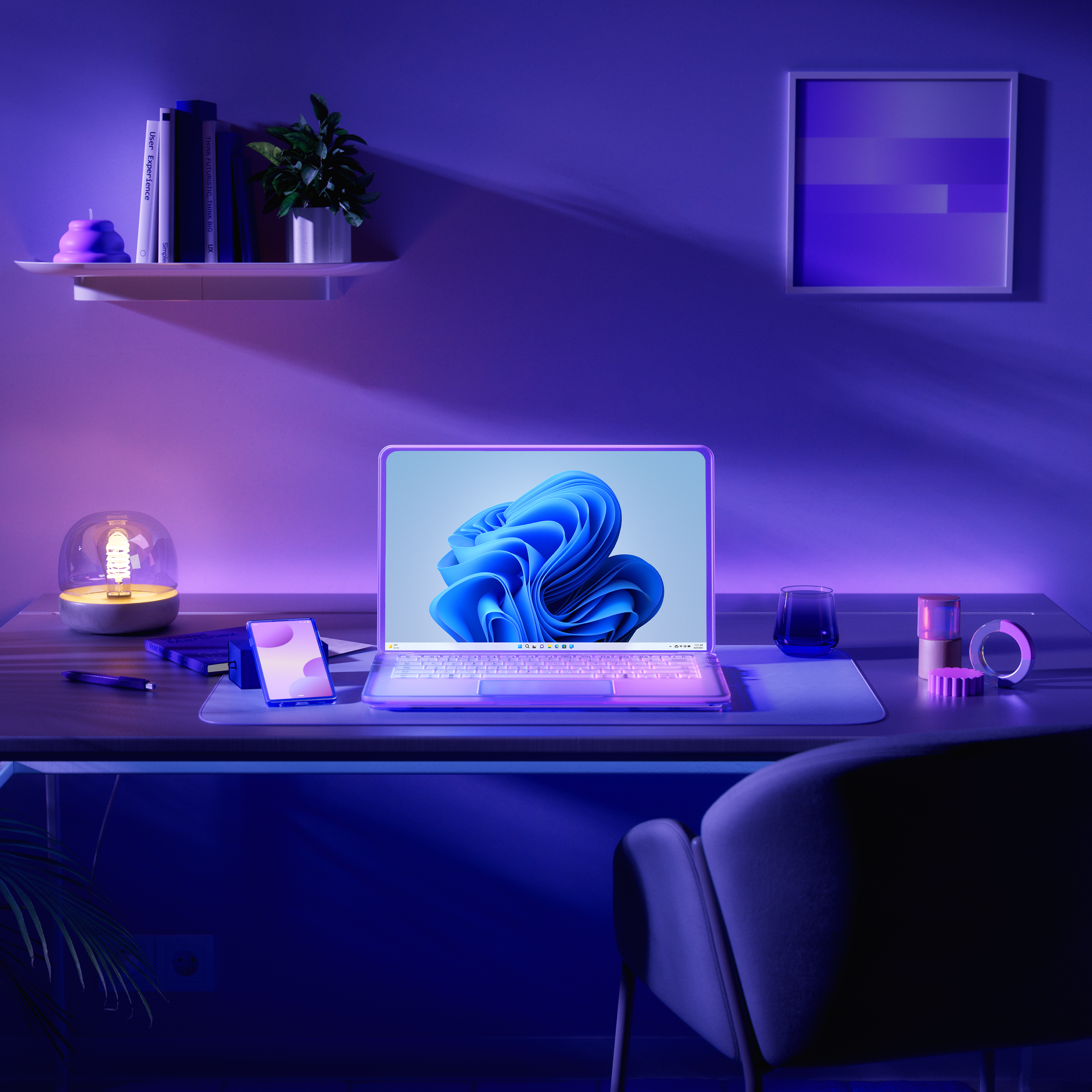 gemütlich, Windows 11, WFH, ästhetisch, Laptop, Violett, ästhetisches Interieur