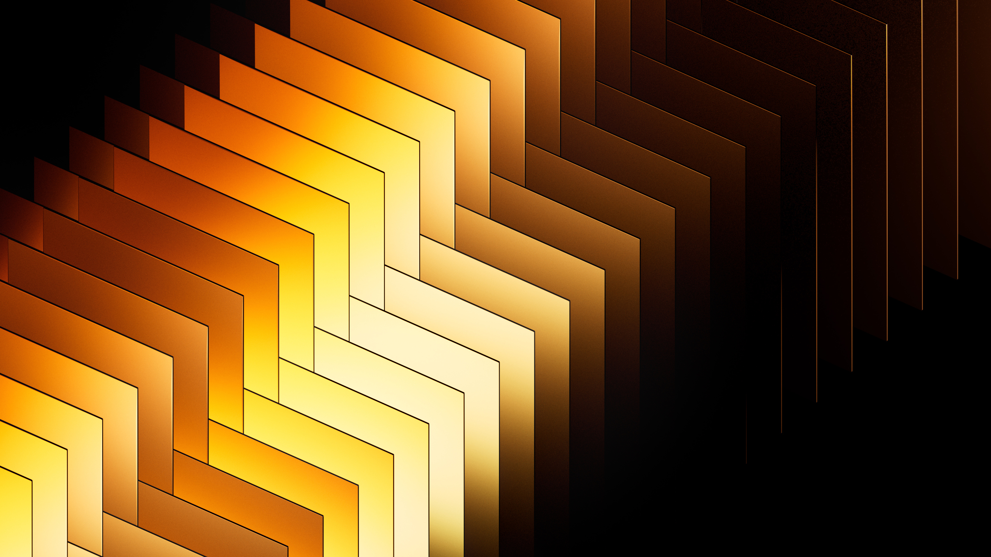 Geometrisch, Ebenen, Muster, Warm, Dunkler Hintergrund, Gelbe Abstraktion