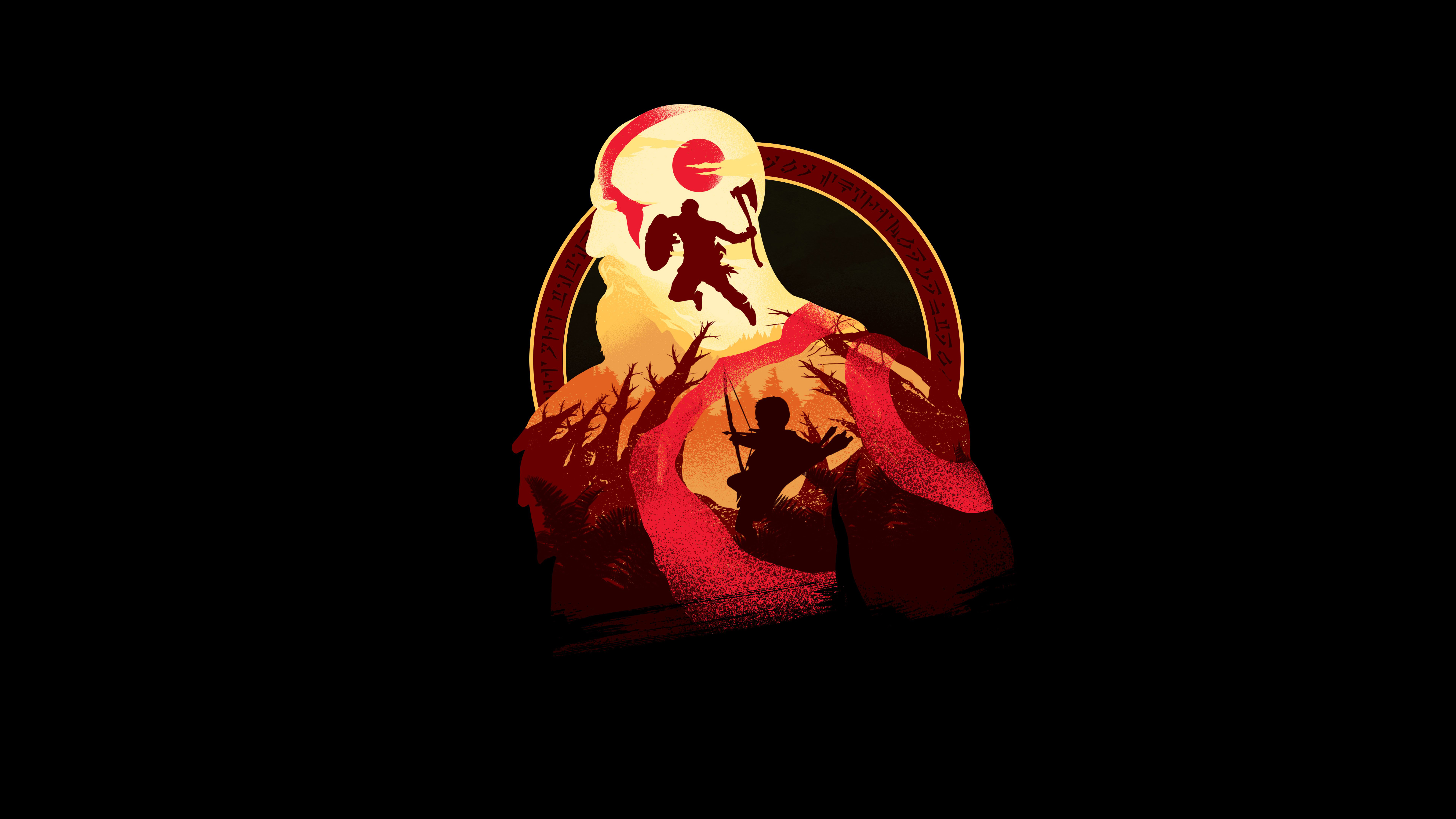 God of War, Kratos, Schwarzer Hintergrund, 5K, 8K