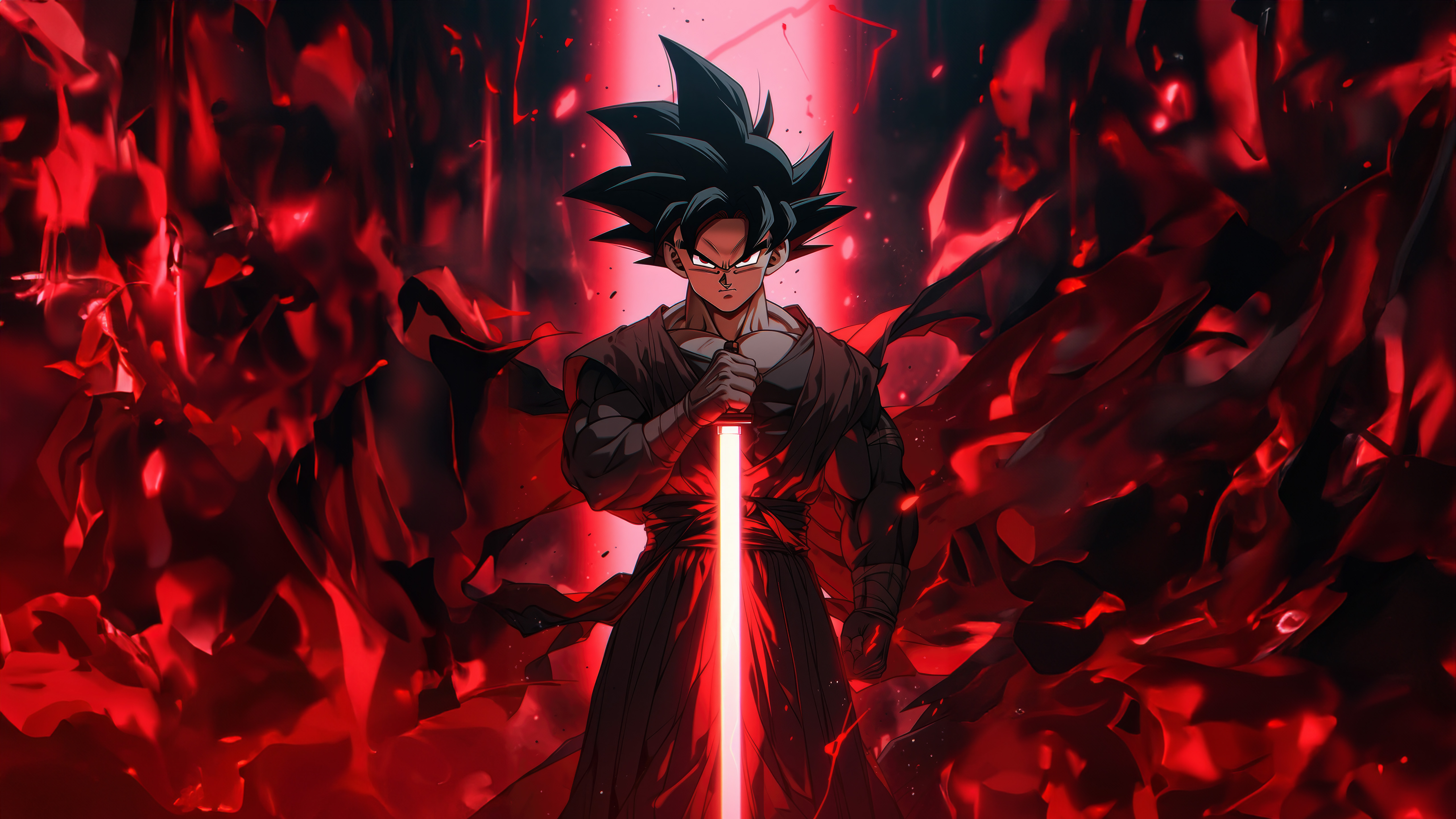 Goku Black, Super Saiyan Rose, Lichtschwert, Rot, 5K, Dunkelrot