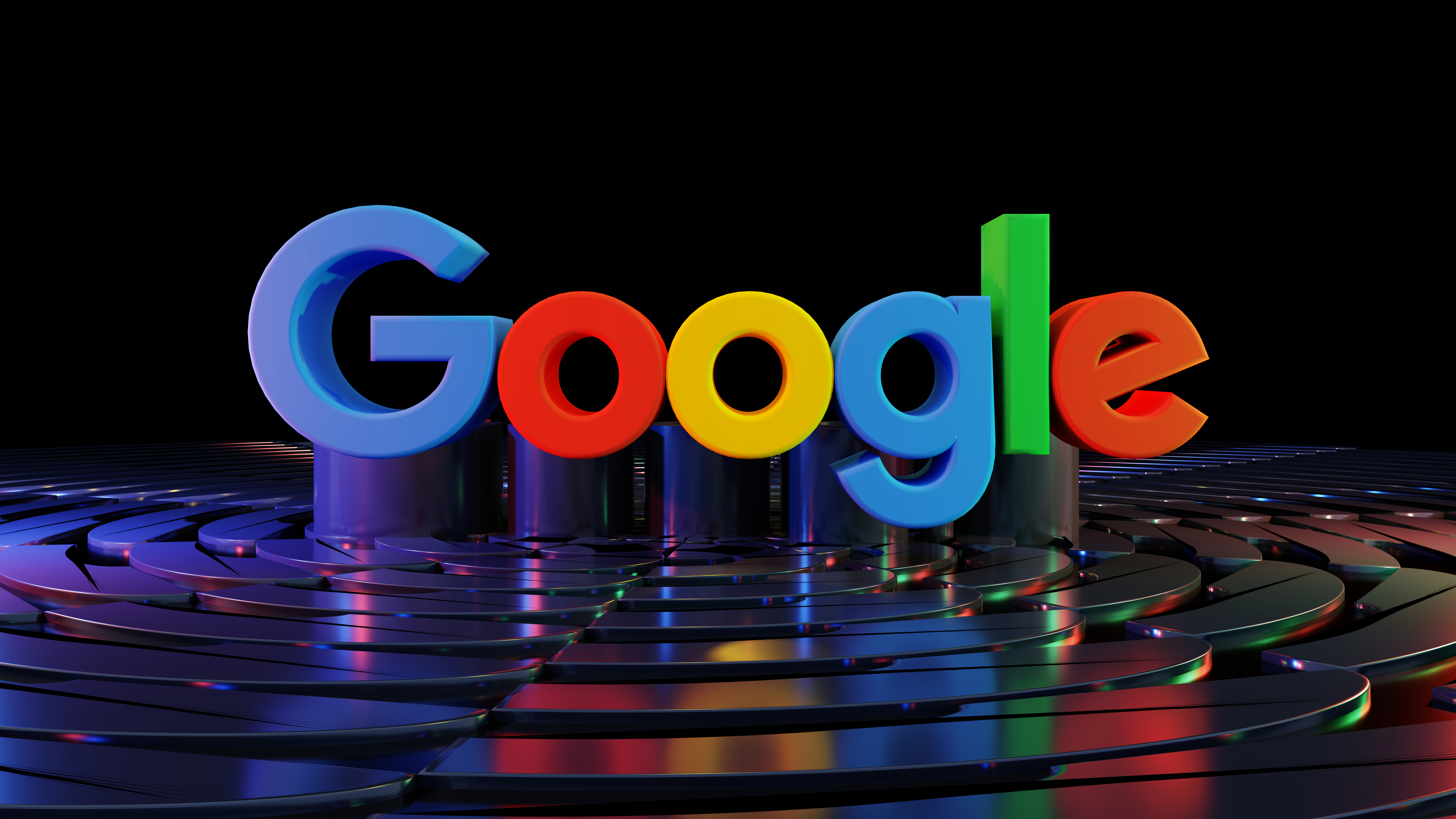 Google, 3D-Hintergrund, Dunkler Hintergrund, 5K, 8K, 3D-Text