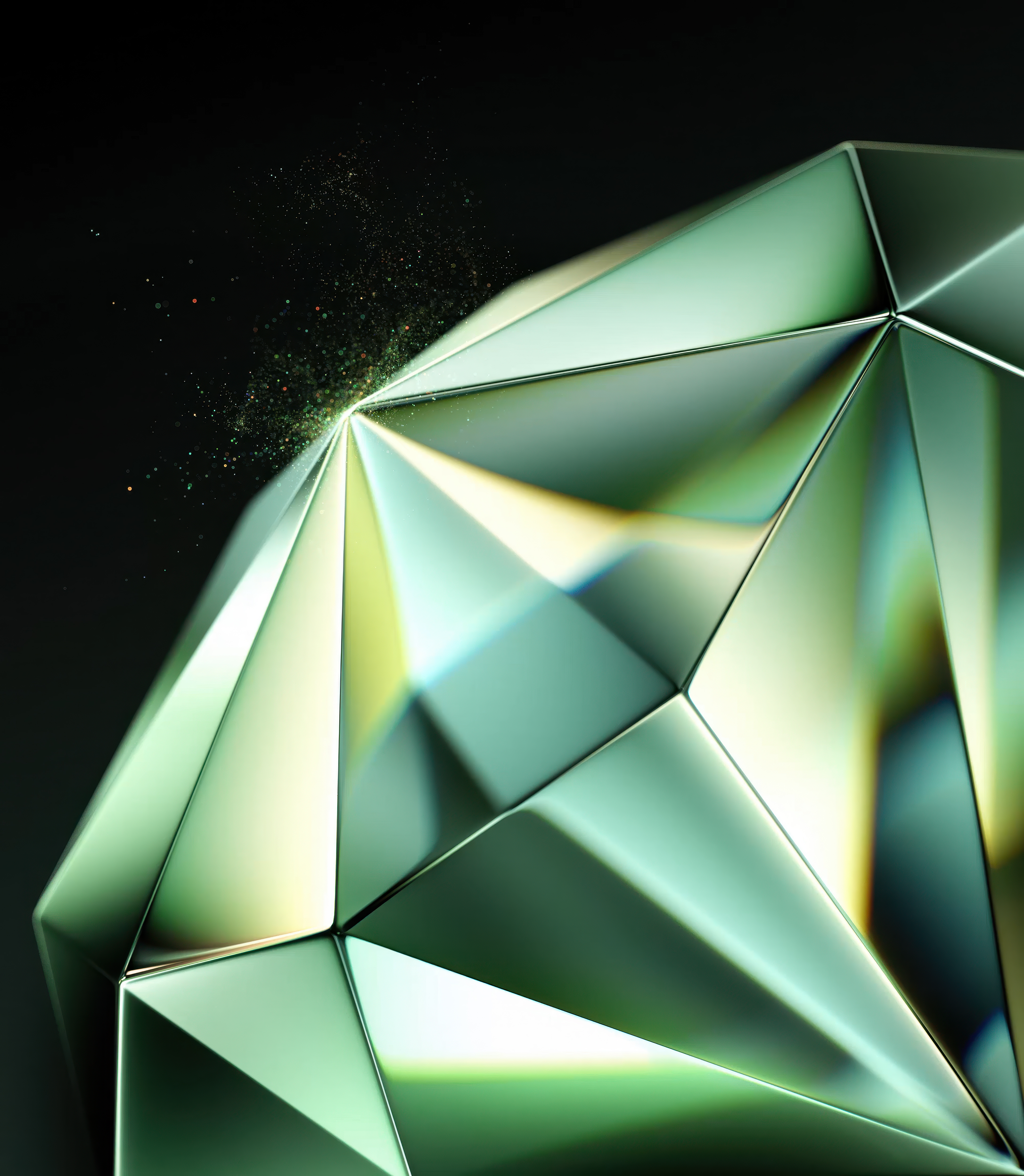 Grün abstrakt, Diamant, Tecno Phantom V Fold 2 Stock, Dunkler Hintergrund