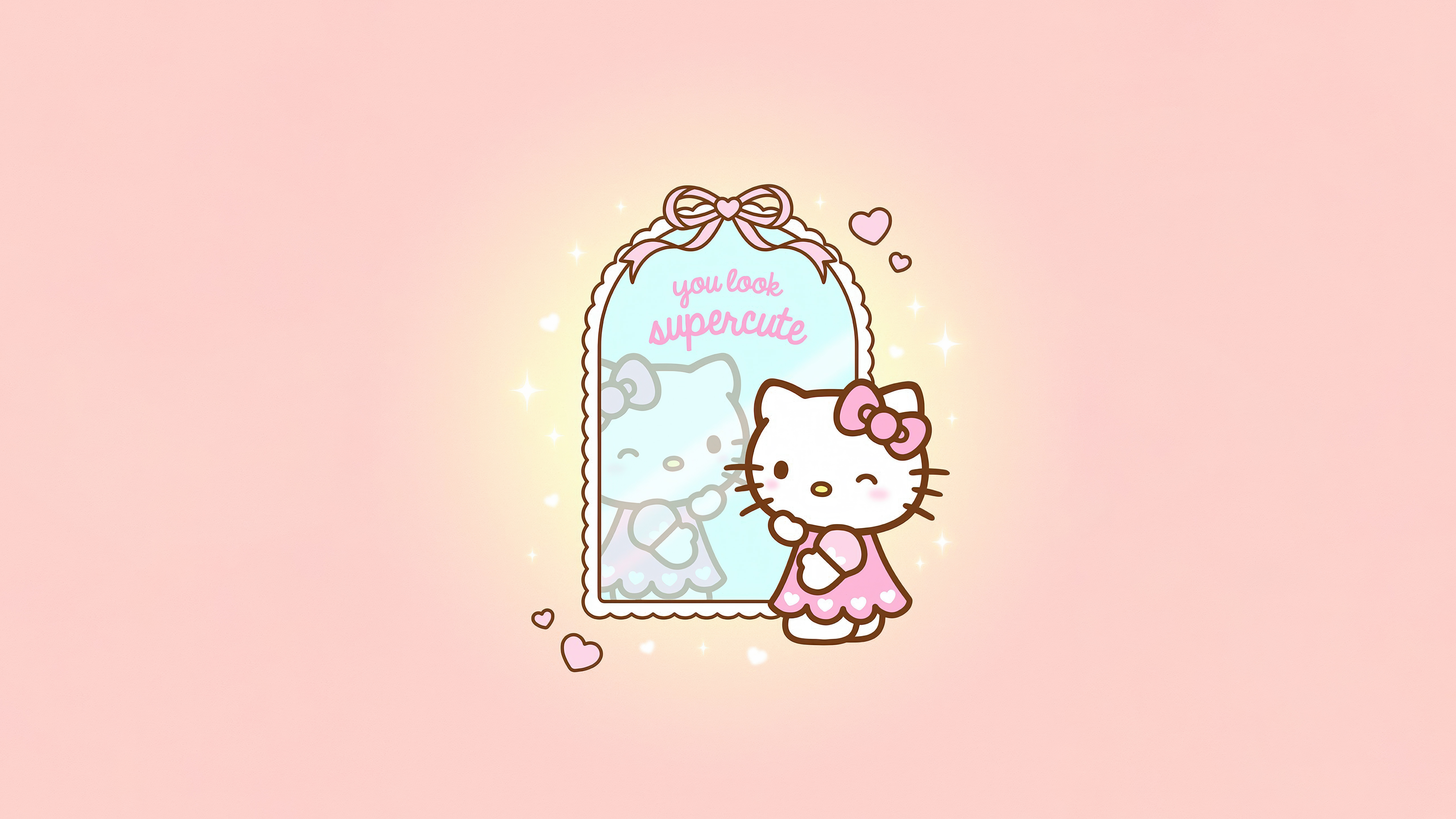 Hello Kitty, Superniedlich, Pastellfarbener Hintergrund, 5K, Spiegel