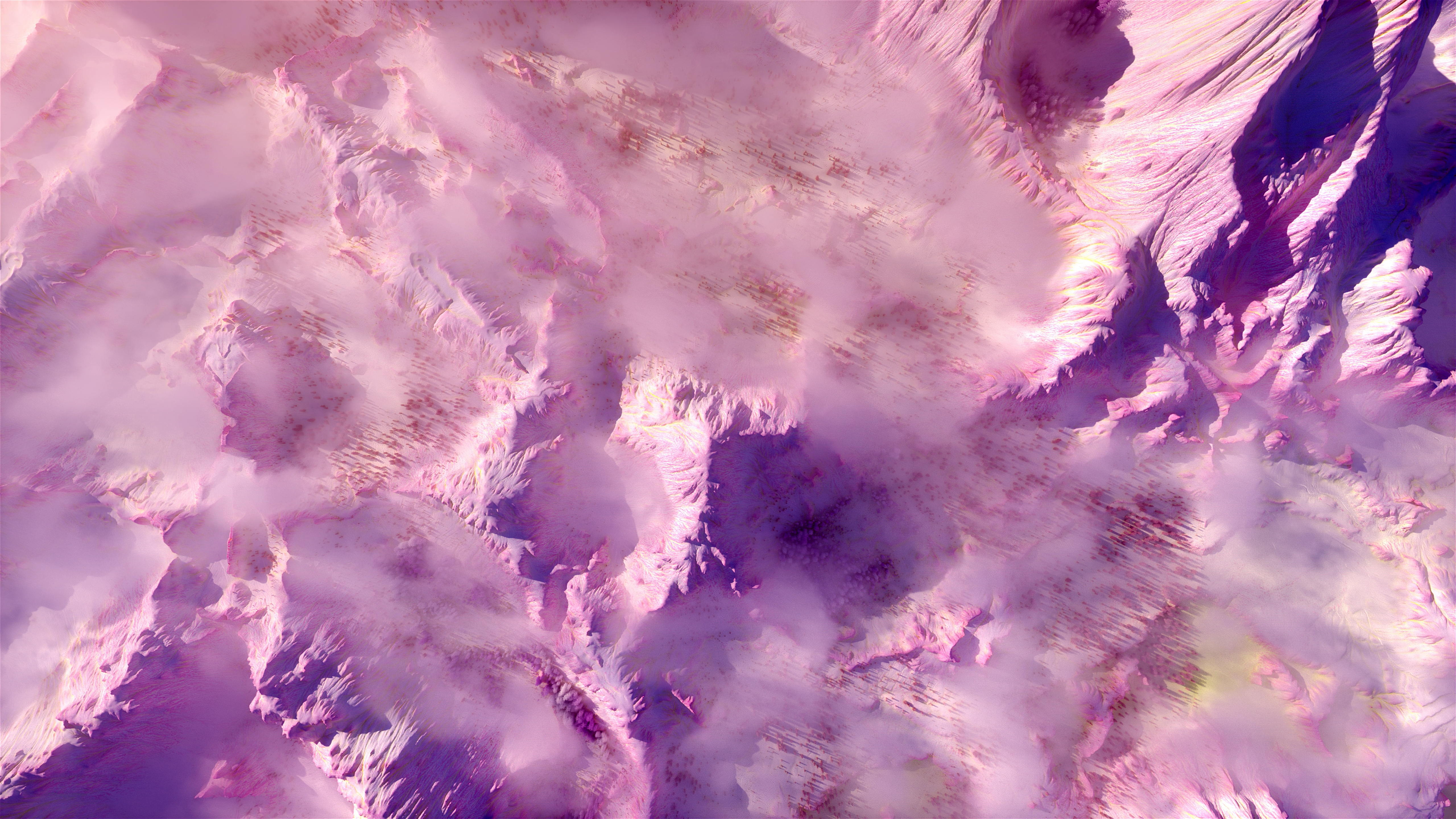 Infrarot, Bergkette, Luftaufnahme, 5K, über den Wolken, digitale Kunst