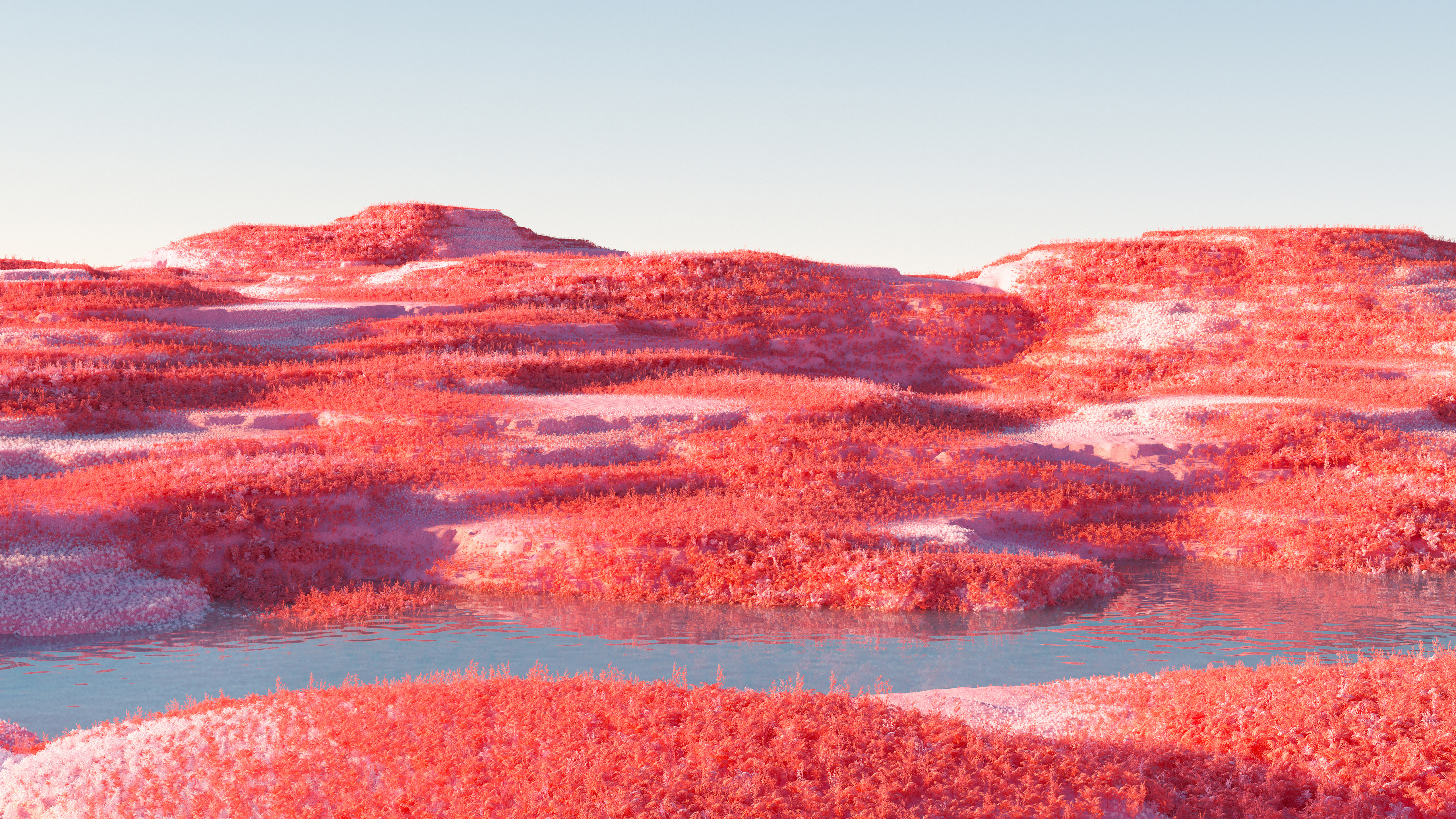 Infrarot, Landschaft, 5K, Infrarotsicht, Tageslicht, rote Ästhetik