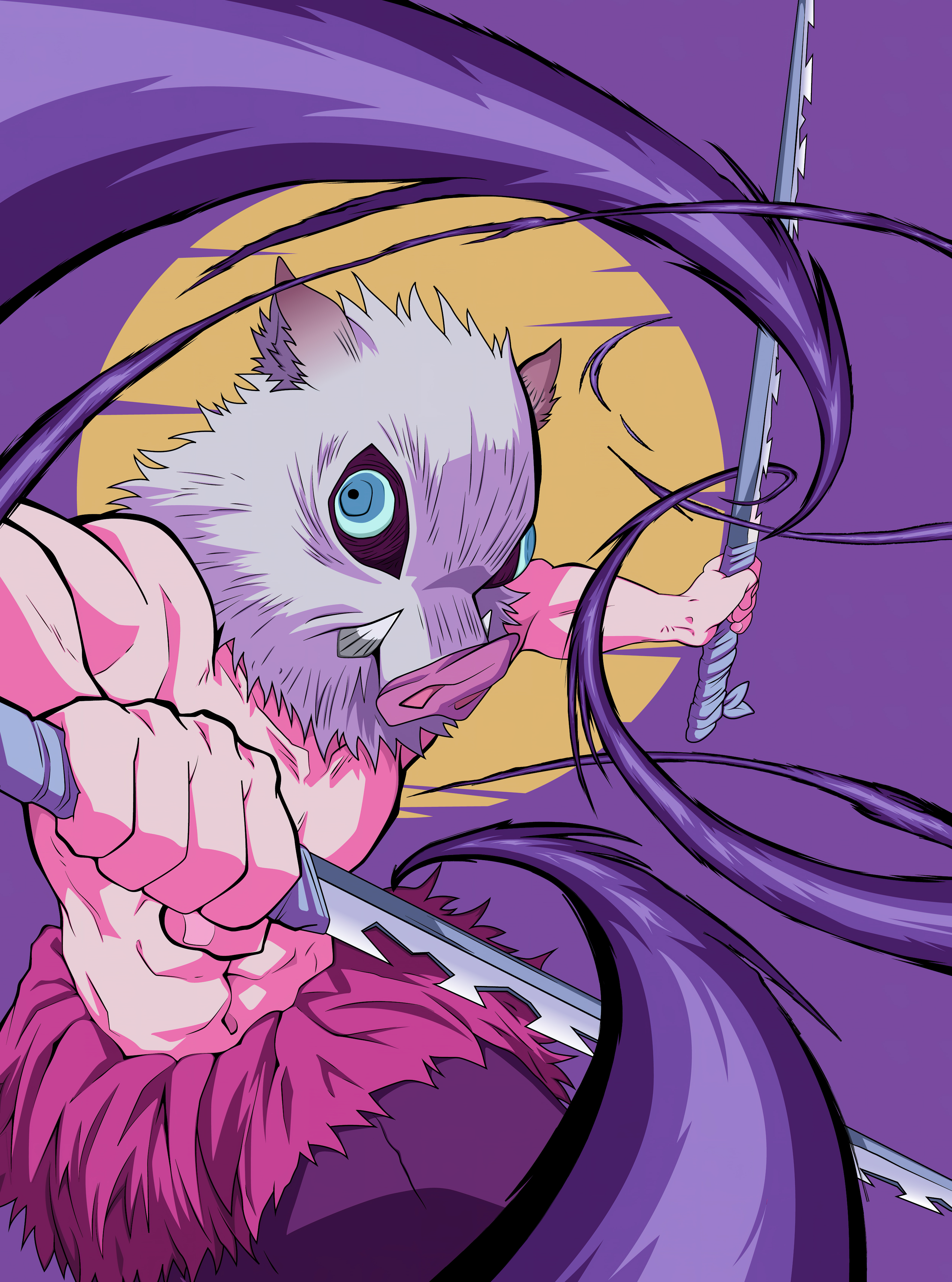 Inosuke Hashibira, Demon Slayer: Kimetsu no Yaiba, 5K, Lila