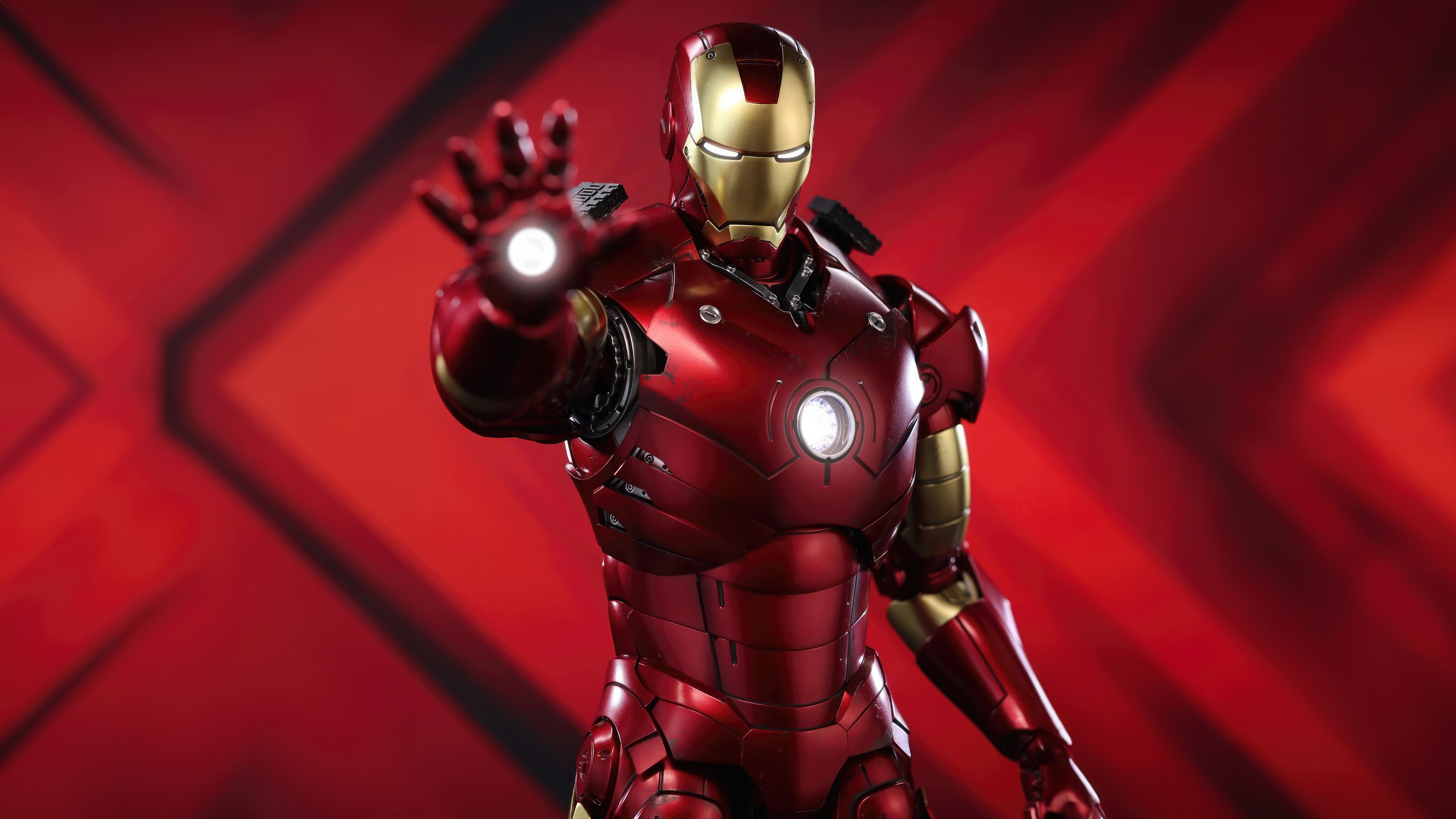 Iron Man, Actionfigur, Roter Hintergrund, 5K
