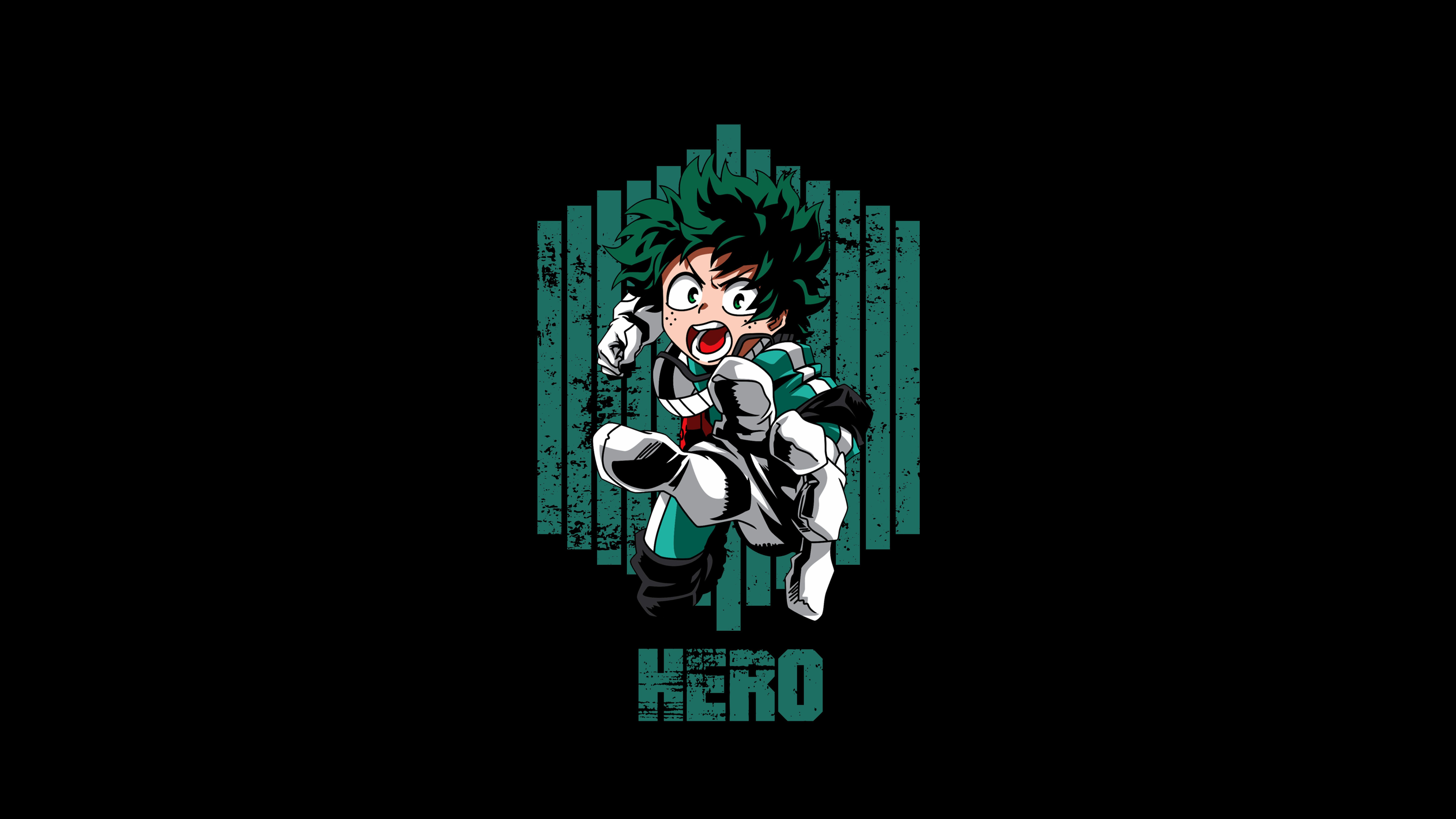 Izuku Midoriya, Schwarzer Hintergrund, My Hero Academia, Süßer Anime