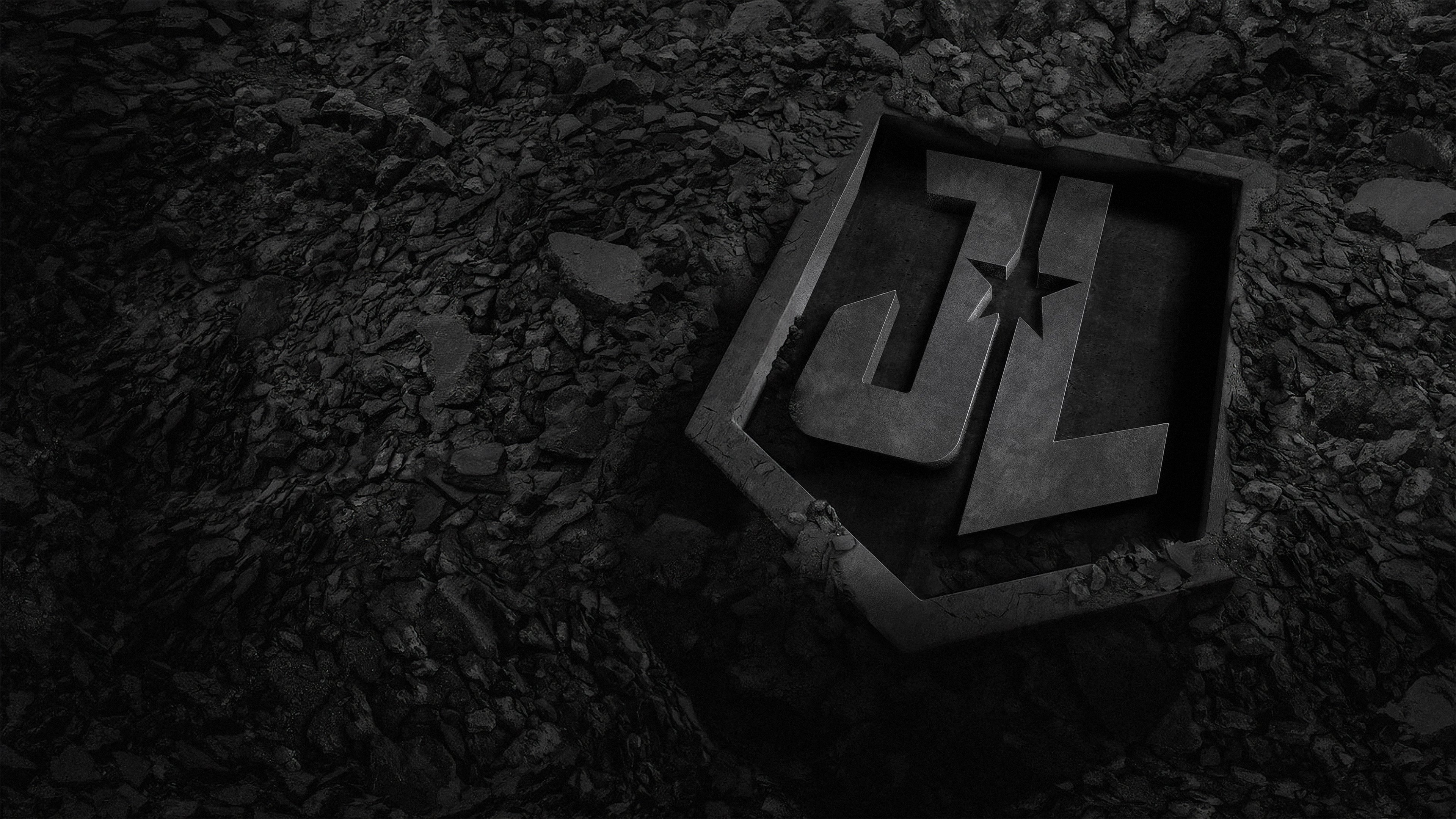 Justice League, Monochrom, DC Comics, Logo, Dunkler Hintergrund, Schwarz-Weiß
