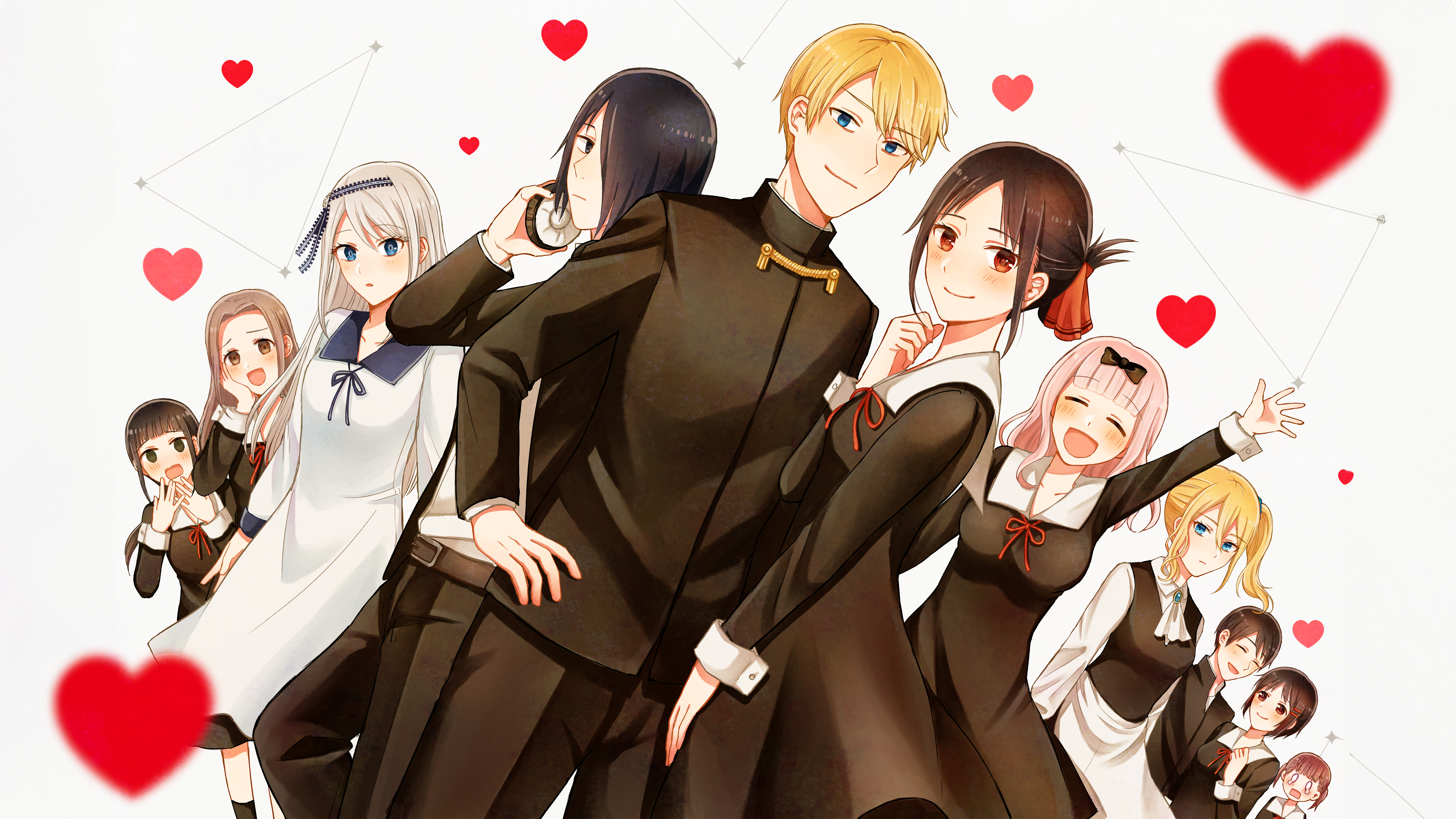 Kaguya-sama: Love is War, Anime-Serie, Chika Fujiwara, Miyuki Shirogane, Yuu Ishigami, Kaguya Shinomiya, 5K