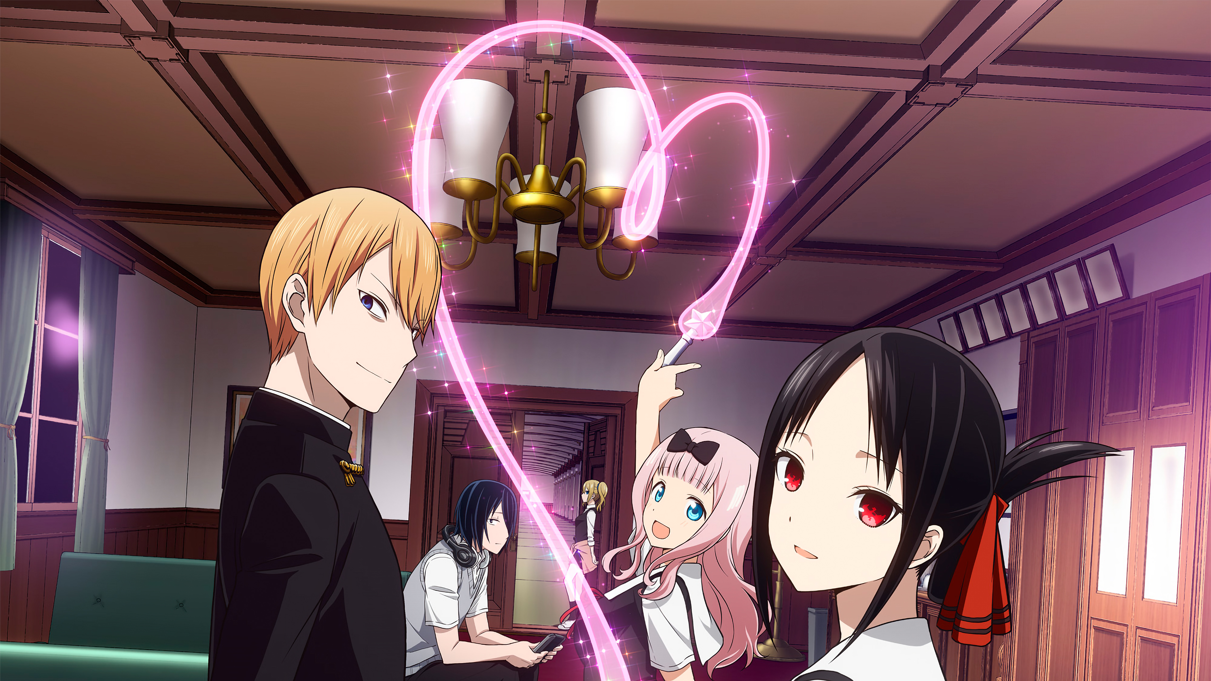Kaguya-sama: Love is War, Rosa Herz, Charakter-Artwork, Chika Fujiwara, Miyuki Shirogane, Yuu Ishigami, Kaguya Shinomiya, 5K