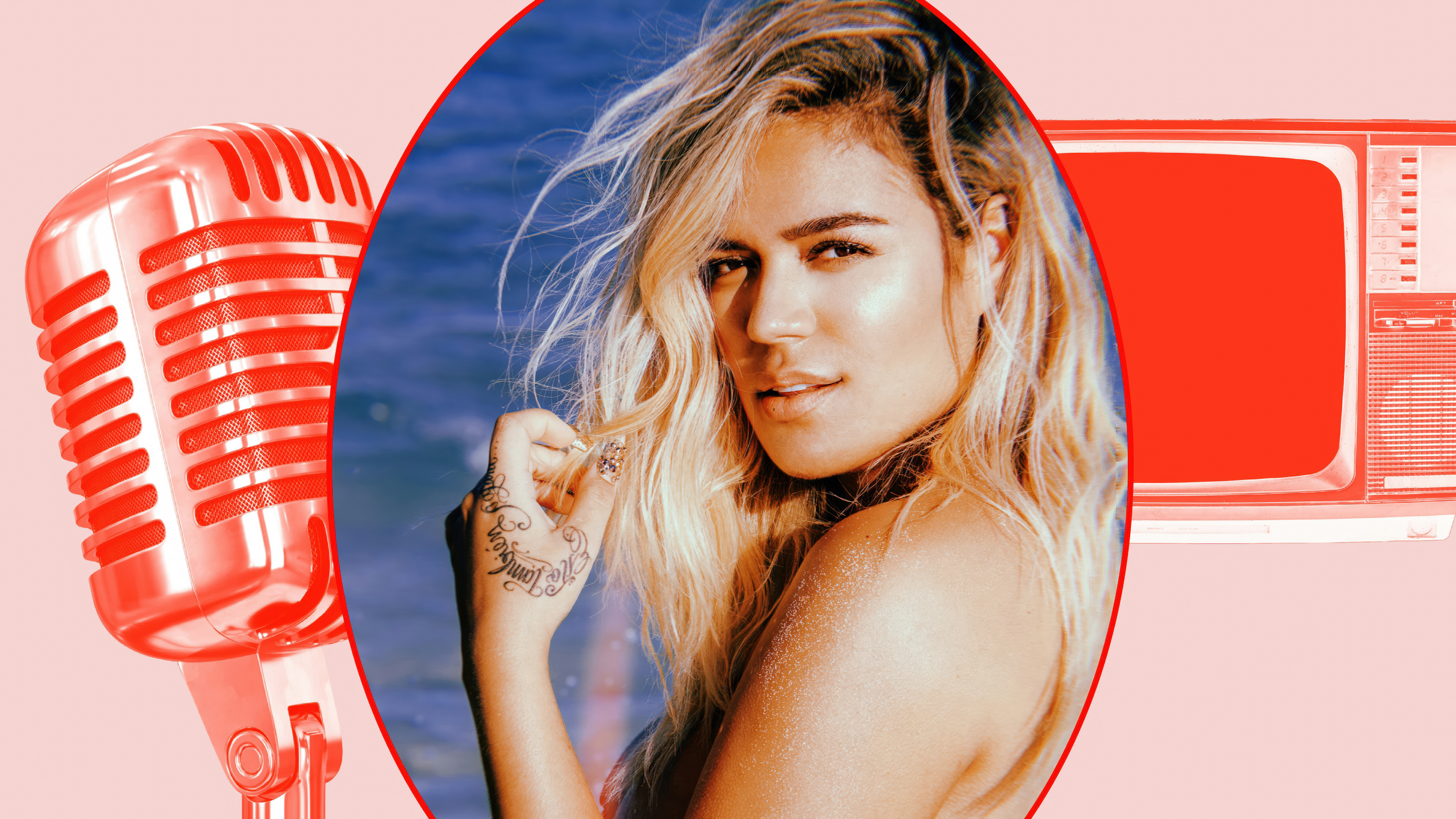 Karol G, Retro, Latin-Pop-Star, Kolumbianische Sängerin, 5K, Pastellhintergrund