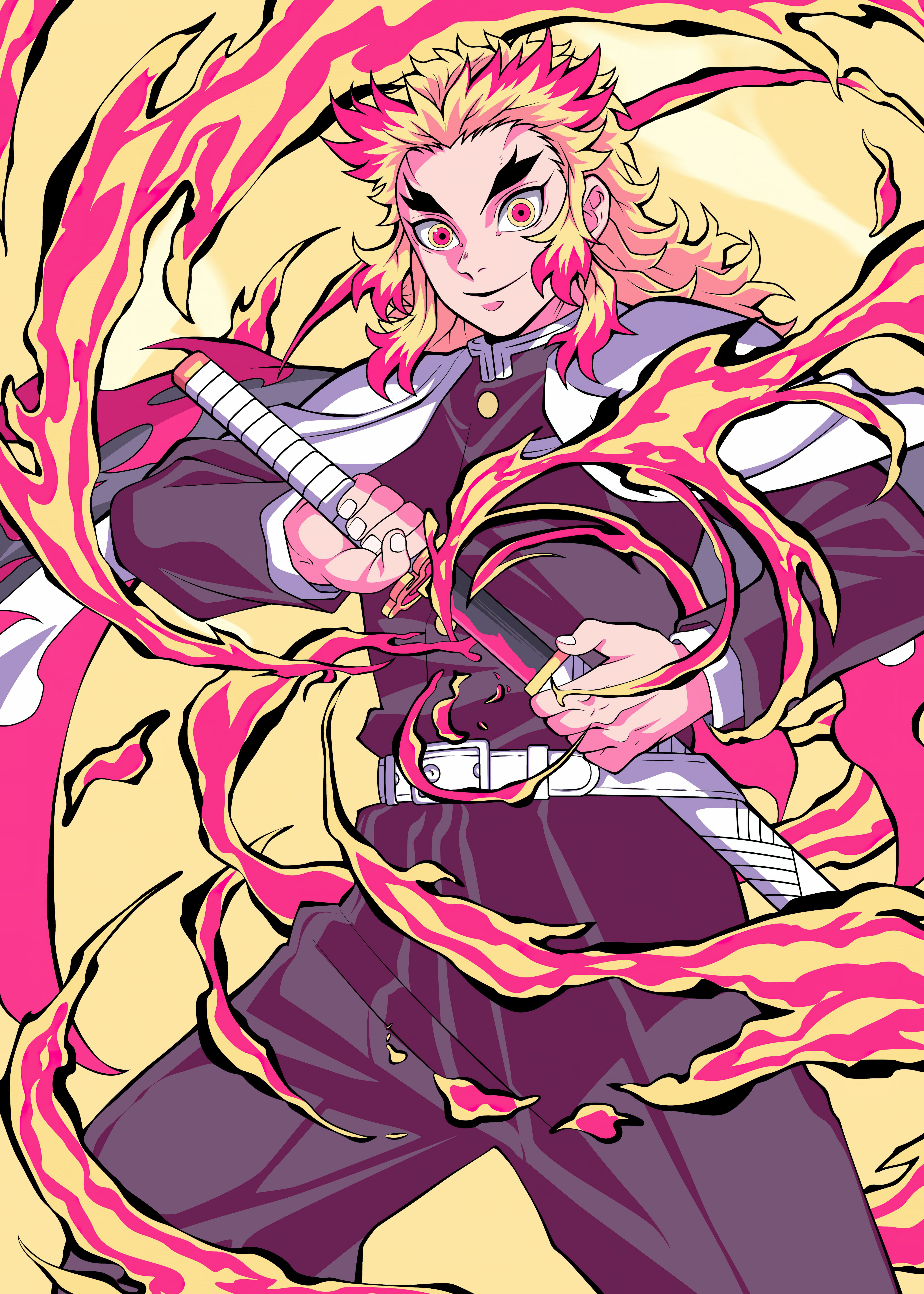 Kyojuro Rengoku, Demon Slayer: Kimetsu no Yaiba, Illustration, 5K