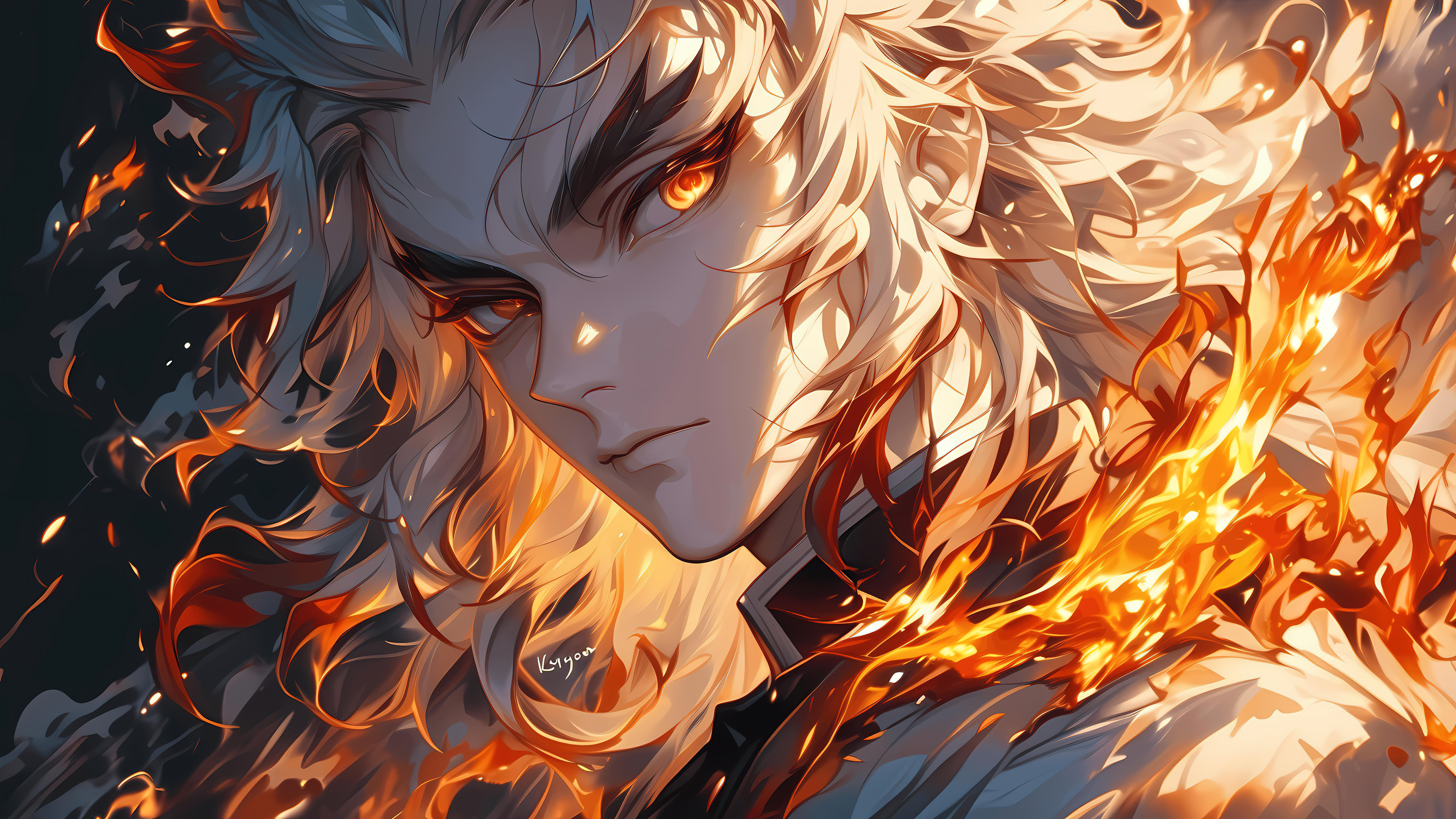 Kyojuro Rengoku, Dope, Demon Slayer: Kimetsu no Yaiba, Feuer, 5K