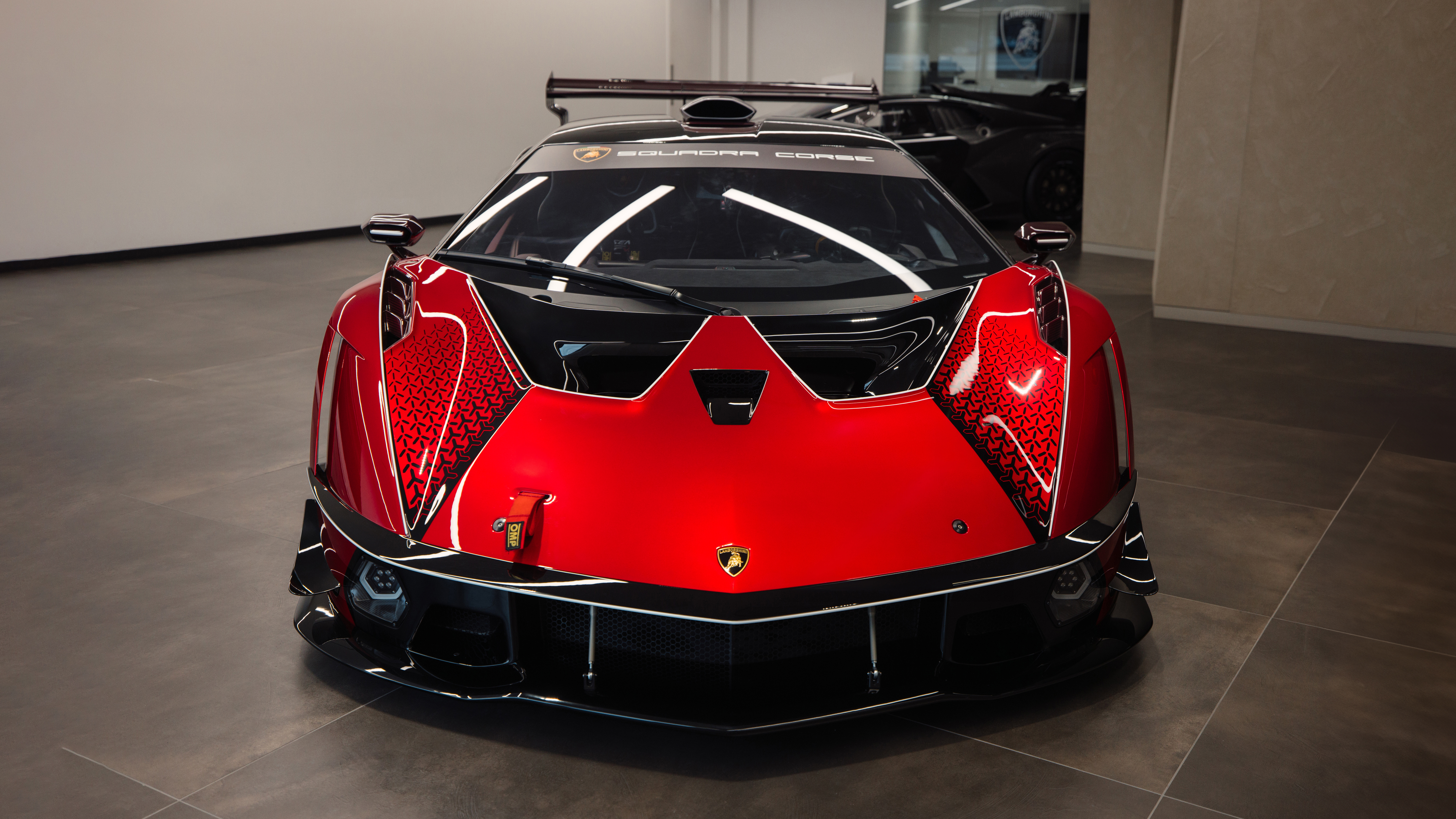 Lamborghini Essenza SCV12, Rote Ästhetik, 5K, 8K